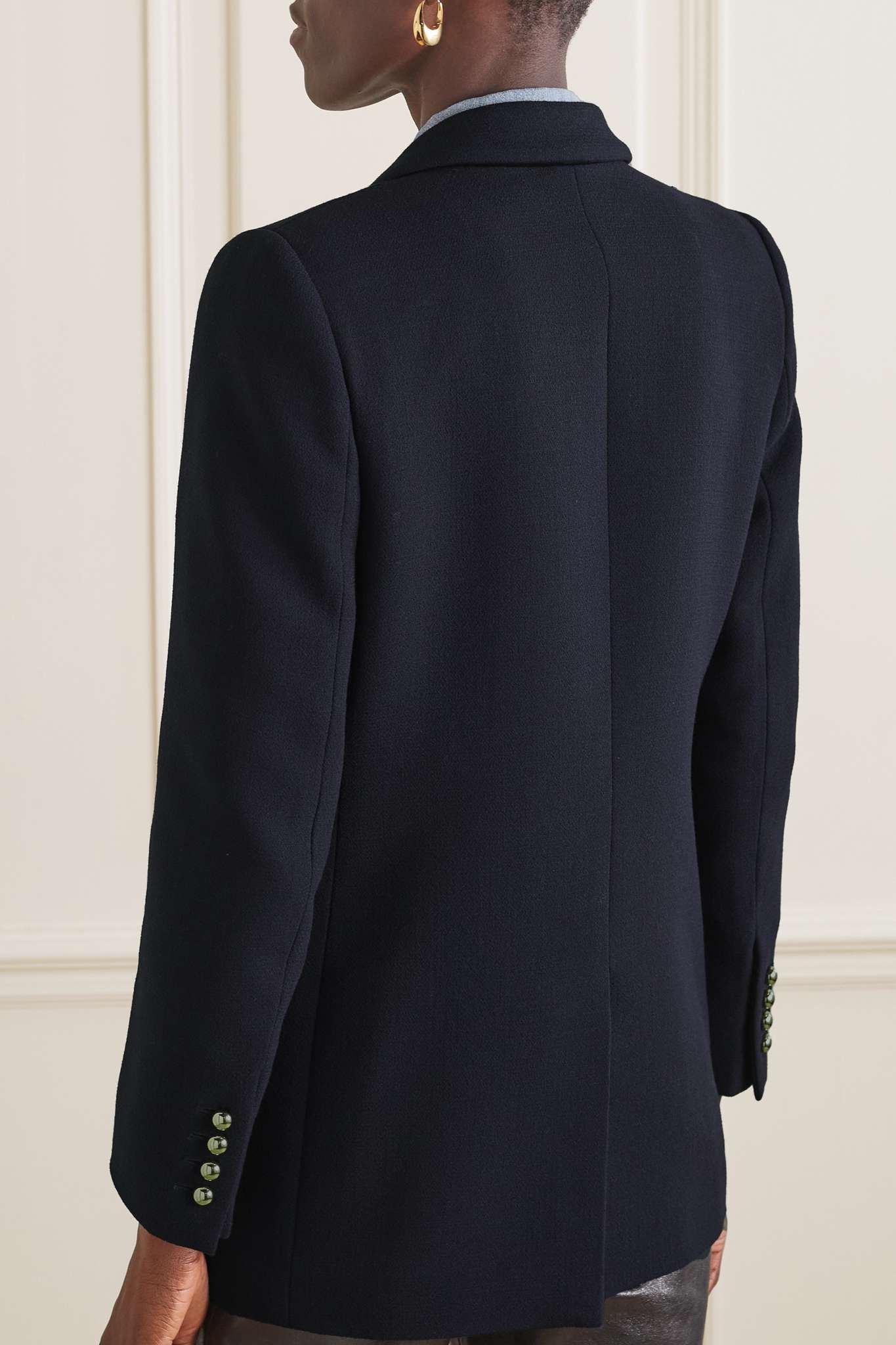 Resolute Everyday double-breasted velvet-trimmed wool-crepe blazer - 4