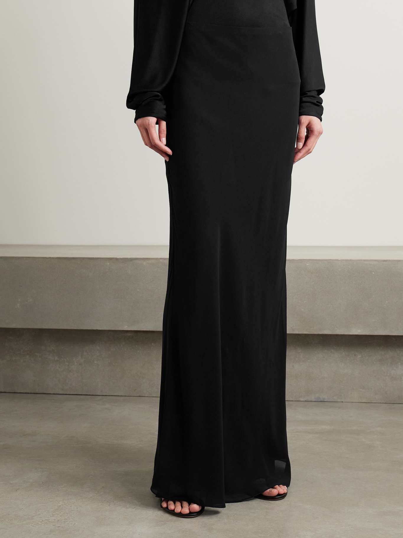 Mauva silk-chiffon maxi skirt - 3