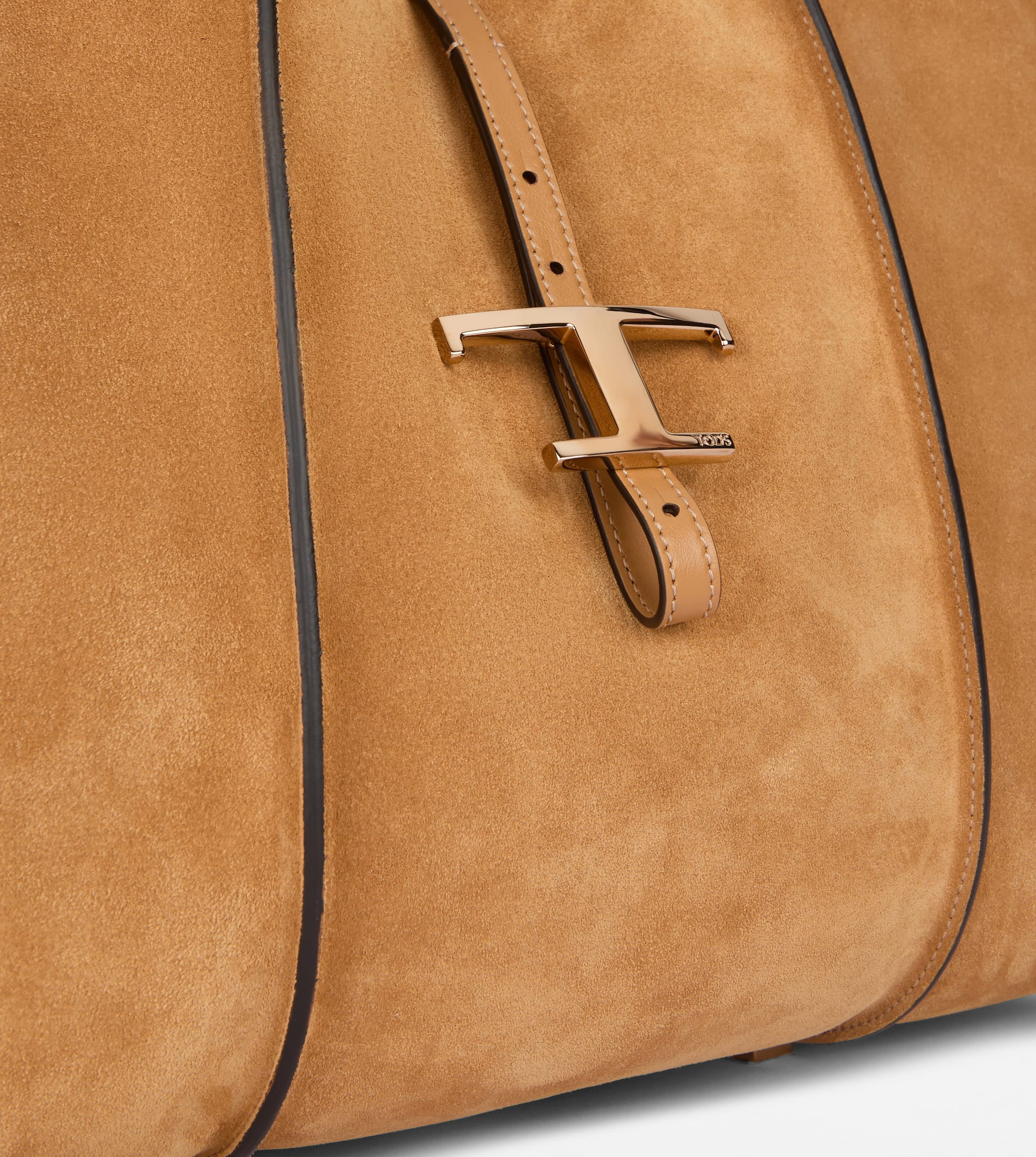 T TIMELESS SHOPPING BAG IN SUEDE MEDIUM - BROWN - 5