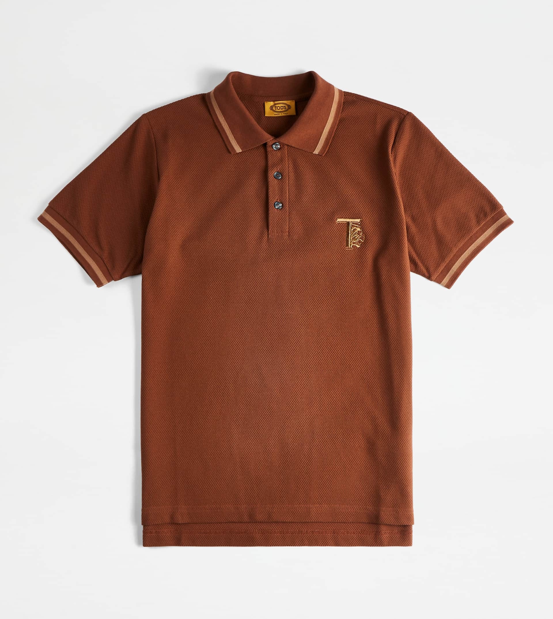 POLO SHIRT IN PIQUET - BROWN - 1