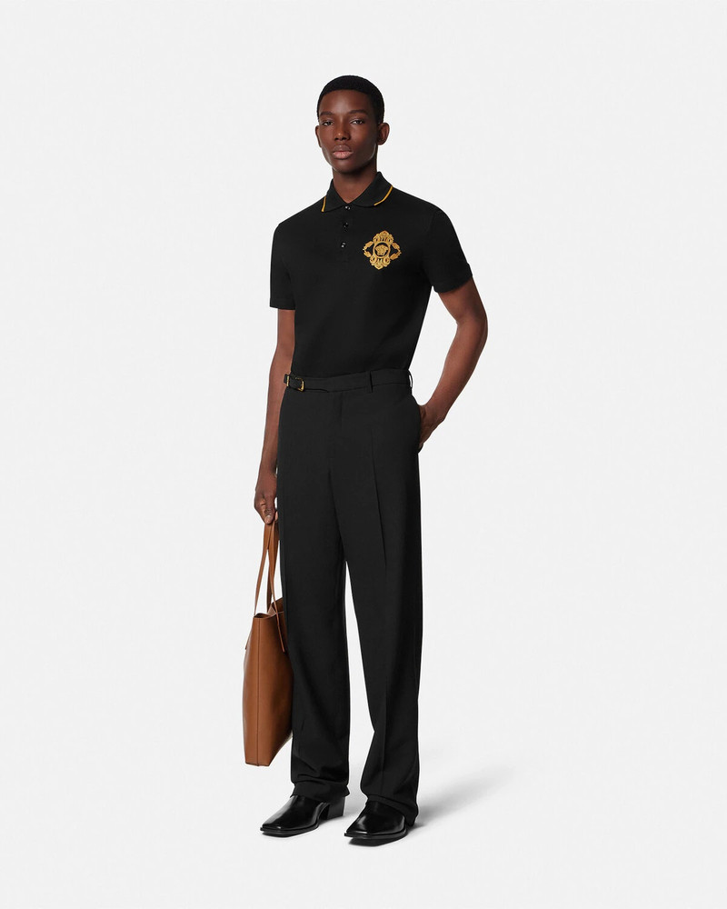 VERSACE Embroidered Architectural Baroque Polo Shirt outlook