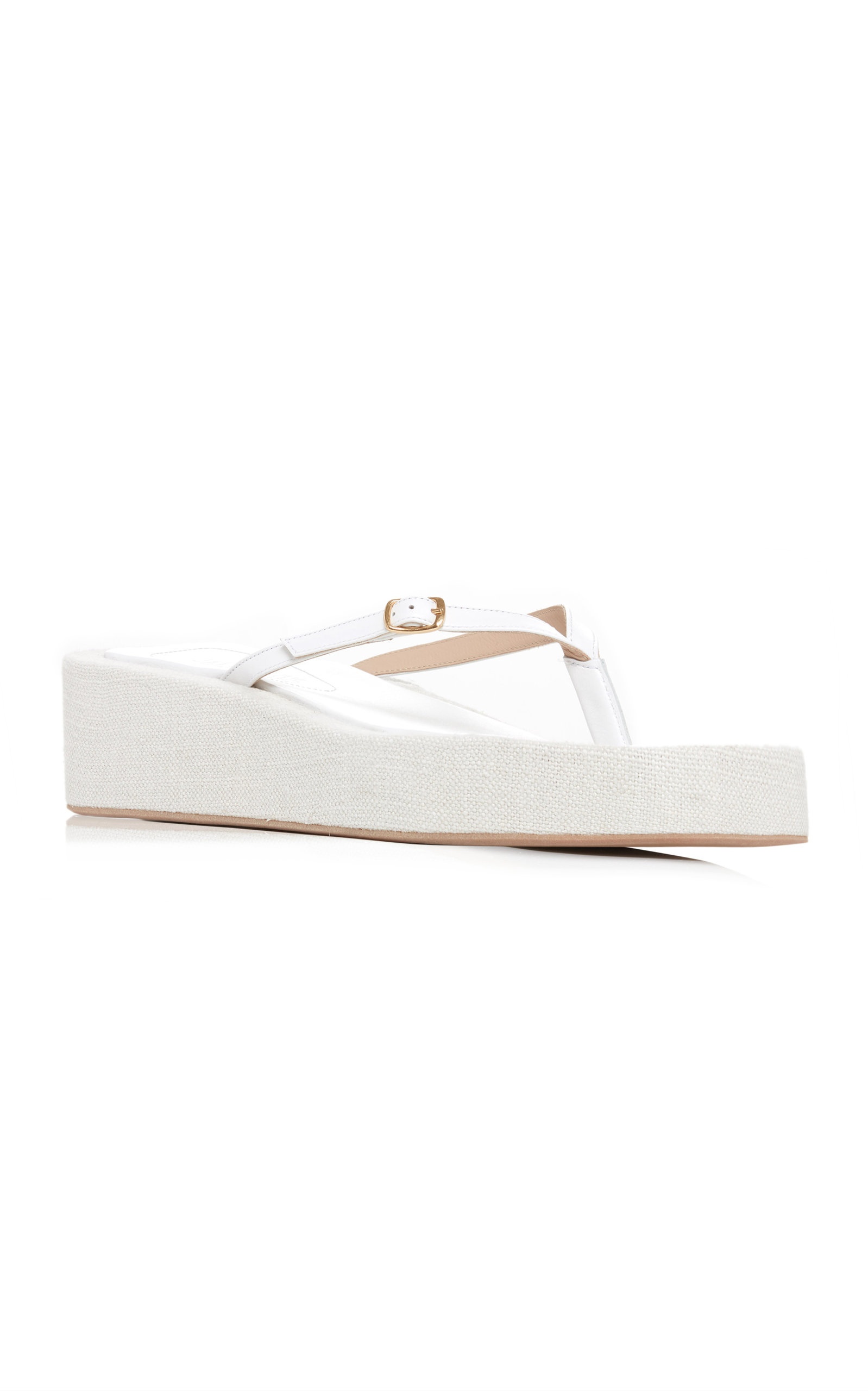Les Tatanes Lin Leather Platform Sandals white - 6