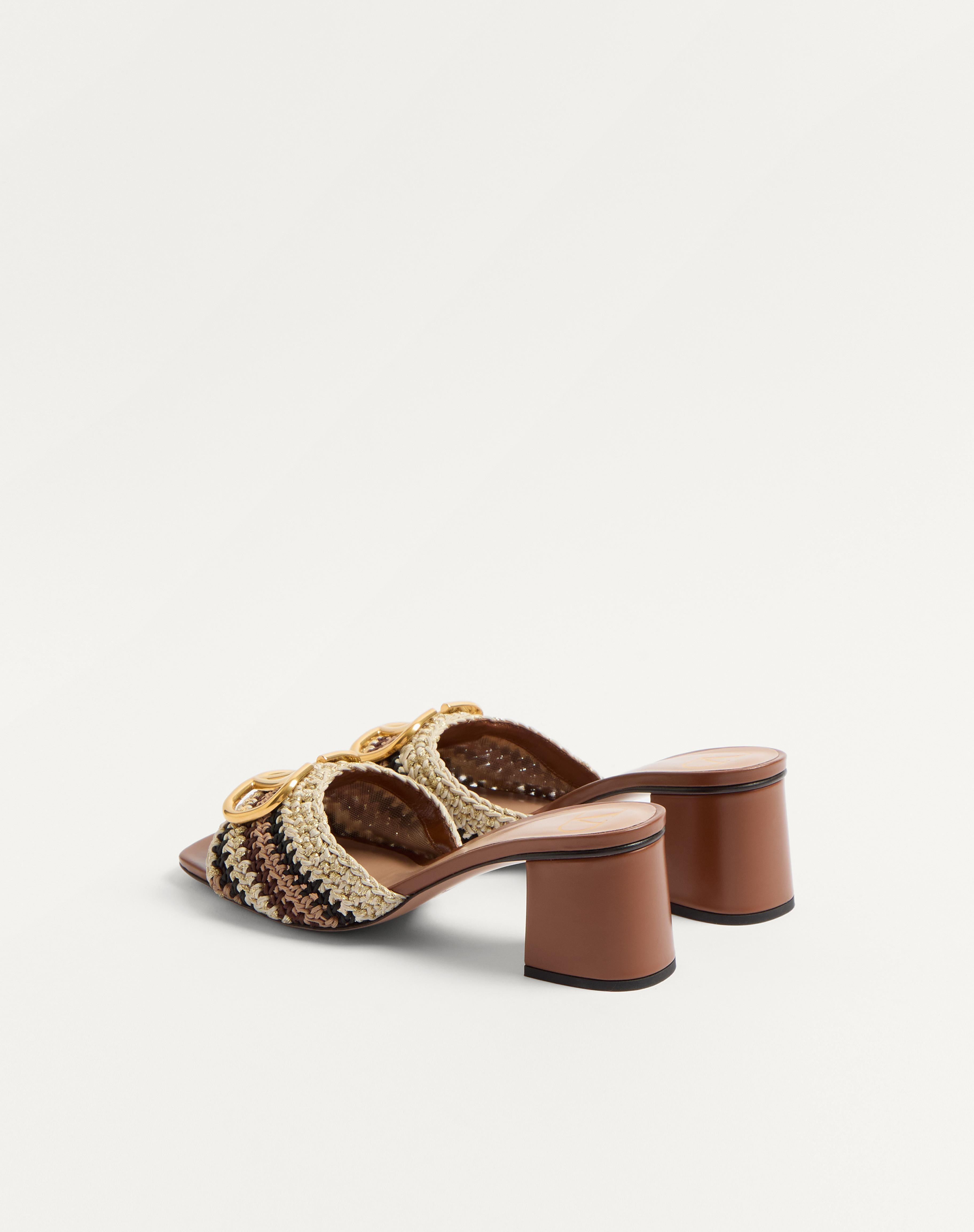VLOGO SIGNATURE SLIDE SANDAL WITH CROCHET EMBROIDERY 60MM - 5
