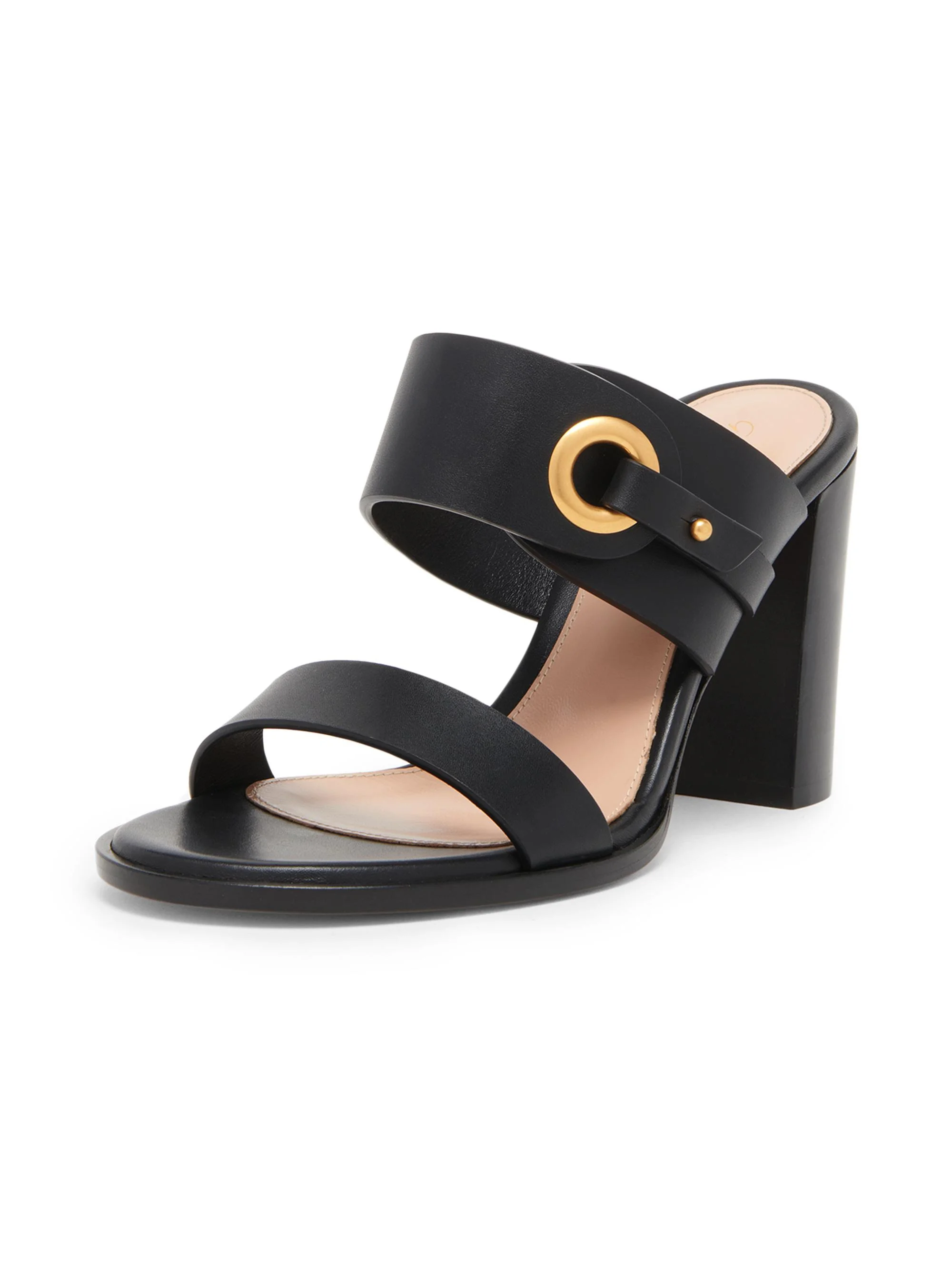 Women's Leather 85MM Block-Heel Sandals - Black - 1