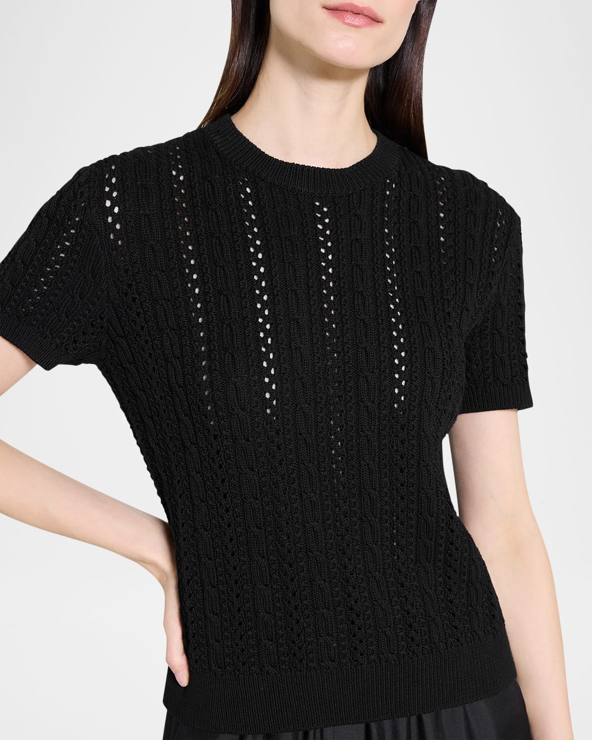 Crewneck Cable-Knit Tee - 5