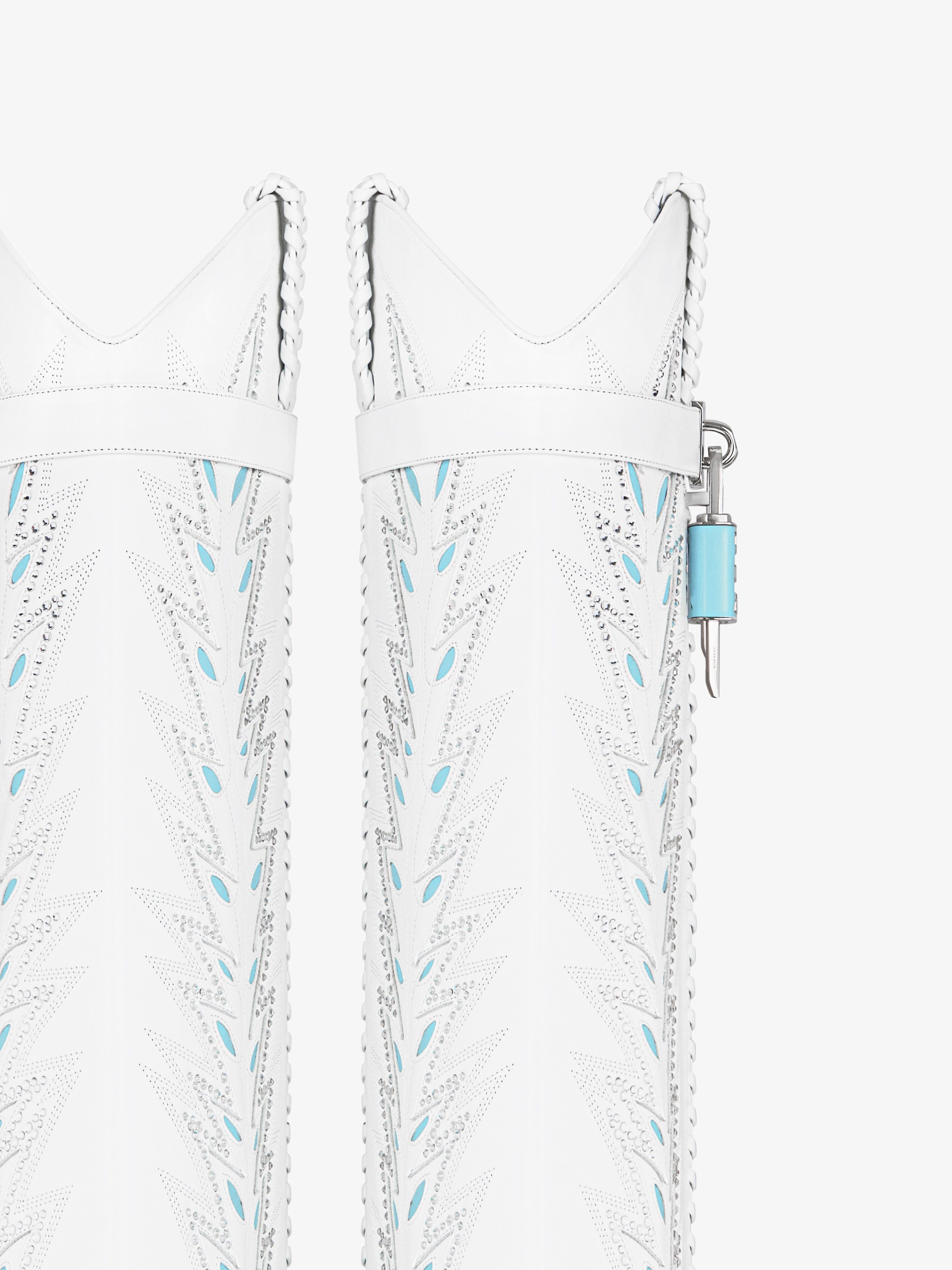 SHARK LOCK COWBOY BOOTS IN LEATHER WITH STRASS - 5