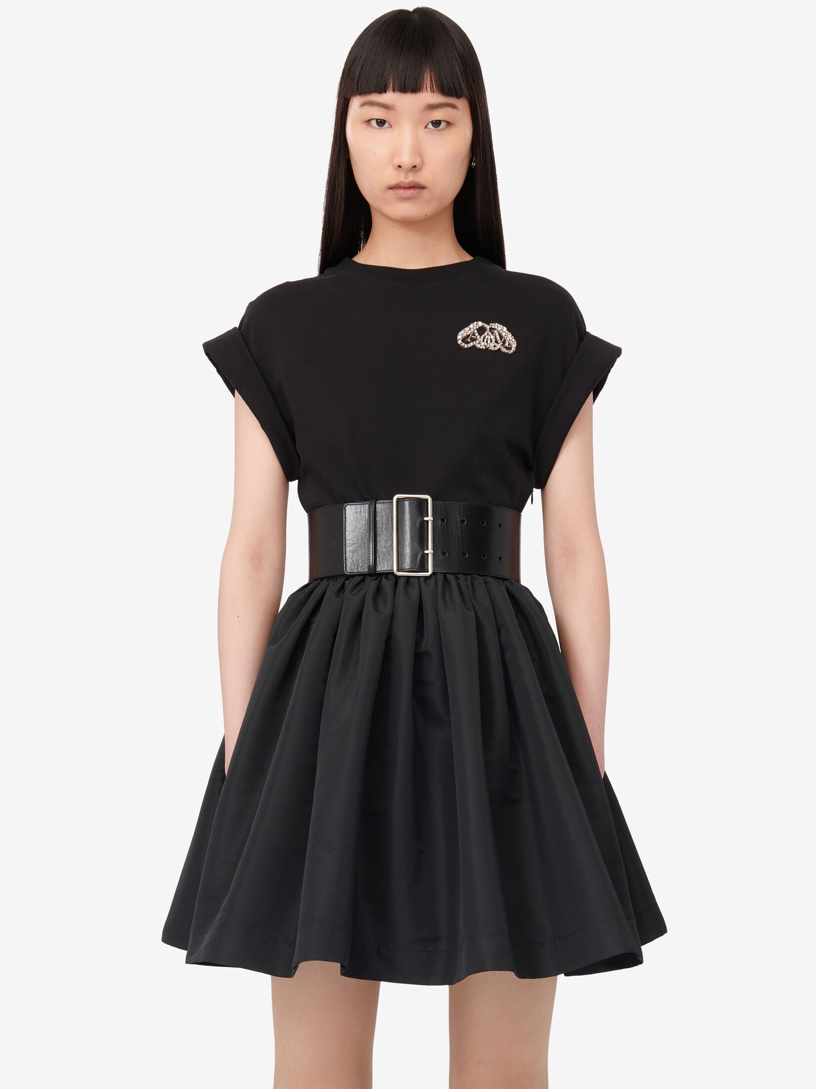 Women's Hybrid Mini Dress in Black - 5