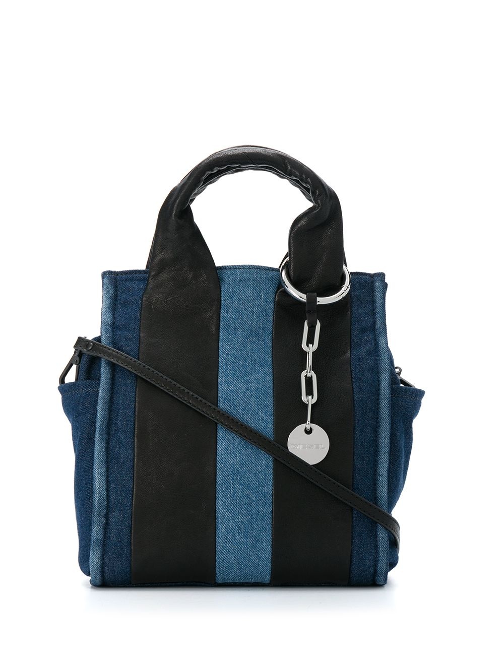 denim colour-block cross body bag - 1