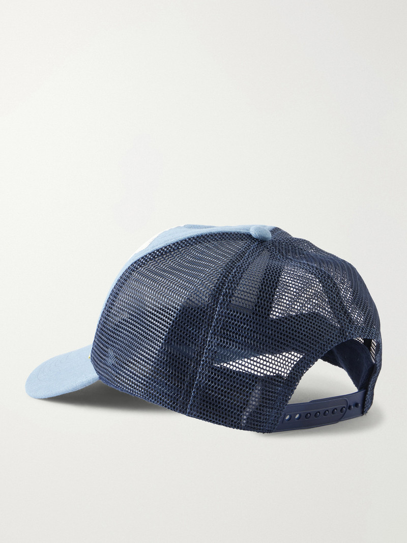 Denim Repair Service Fleece-Trimmed Printed Scuba Trucker Cap 4