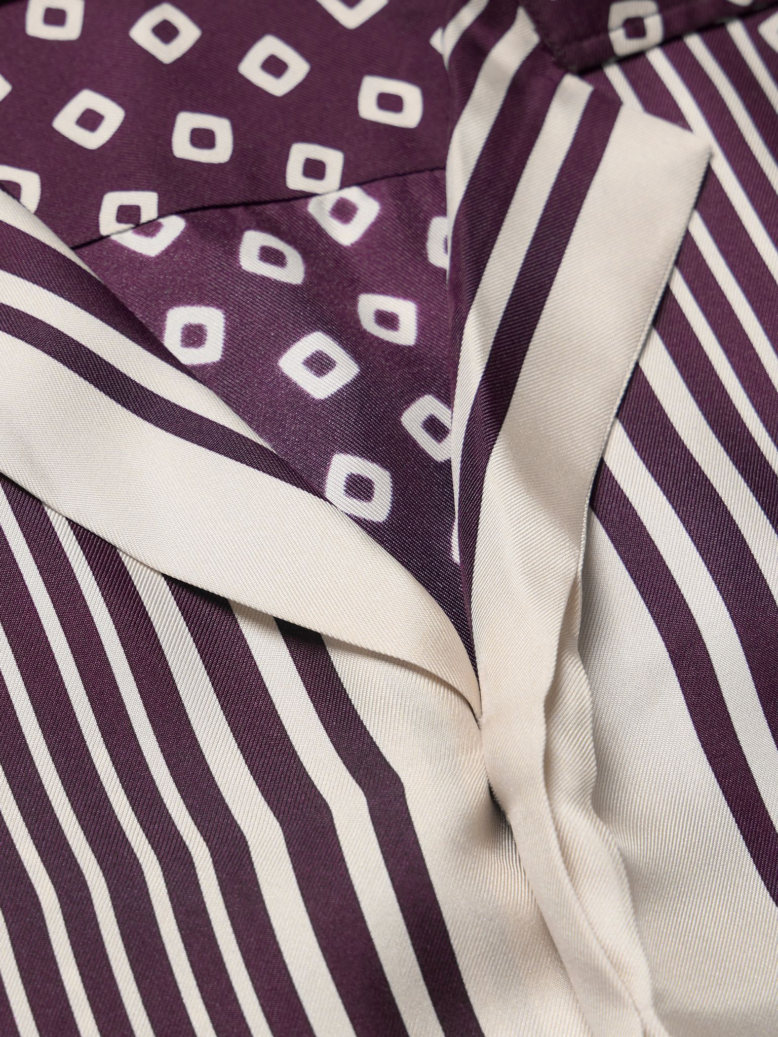 Maitan Camp-Collar Printed Silk-Twill Shirt Burgundy - 4