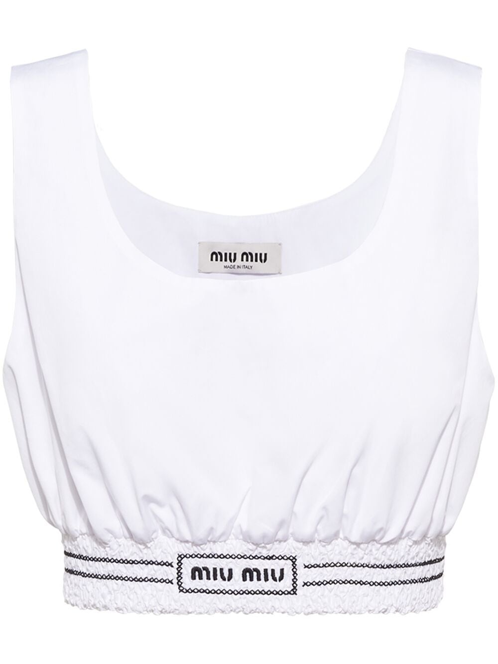 logo-embroidered crop top - 1