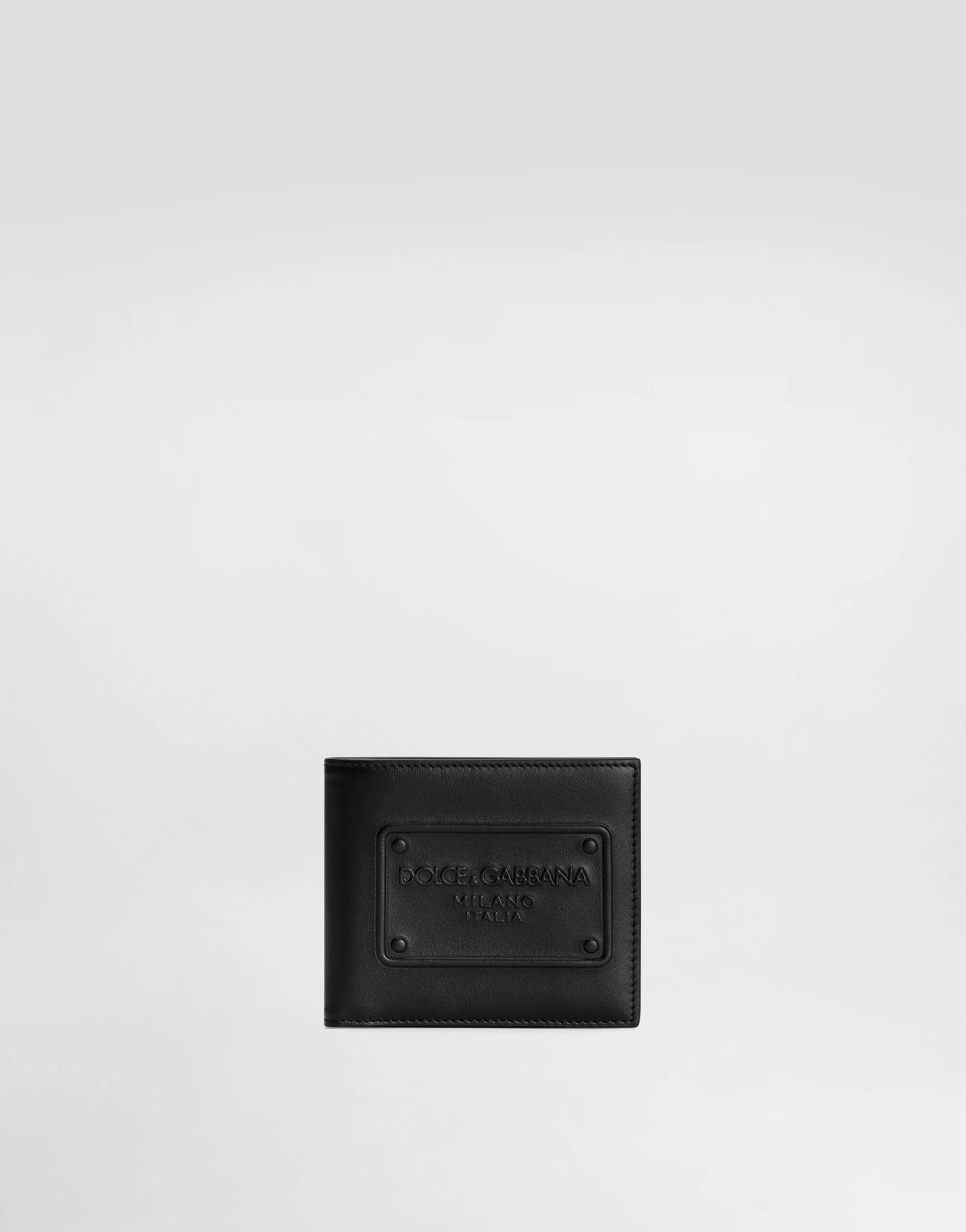 Calfskin bifold wallet with raised logo - 1