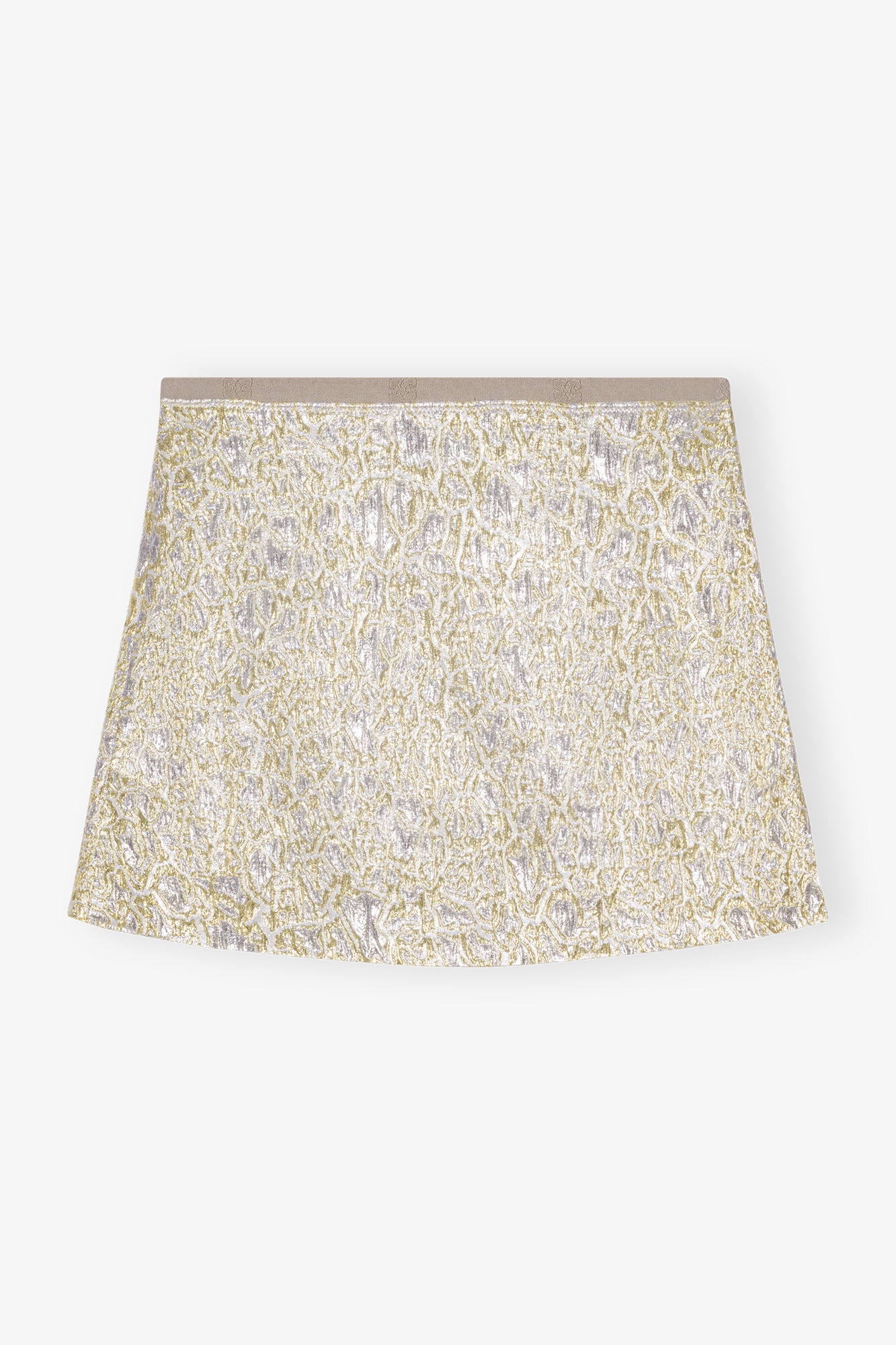 GOLD AND SILVER METALLIC ELASTICATED MINI SKIRT - 1