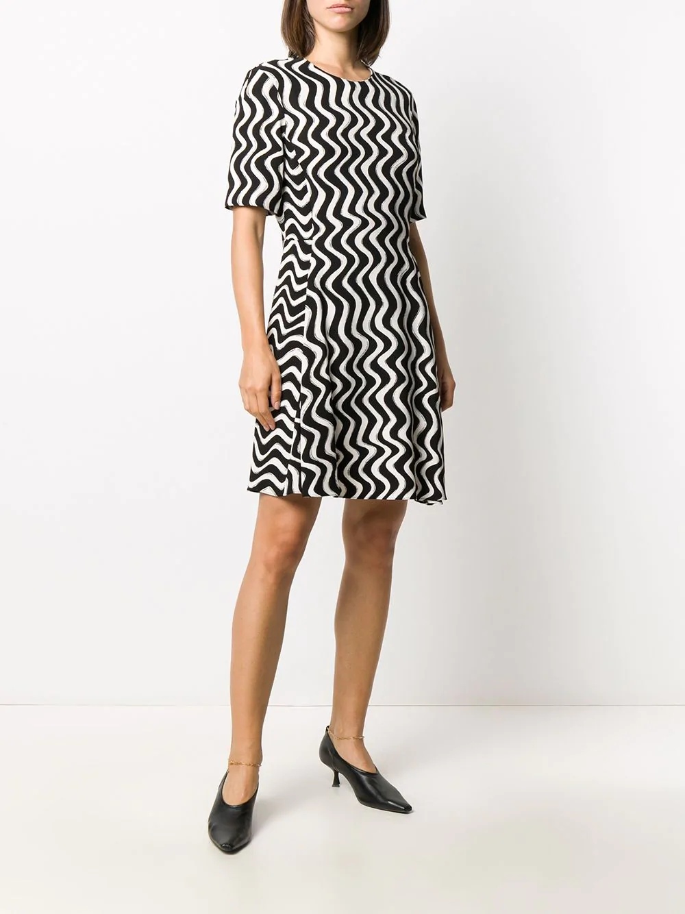 wave print short-sleeve dress - 3