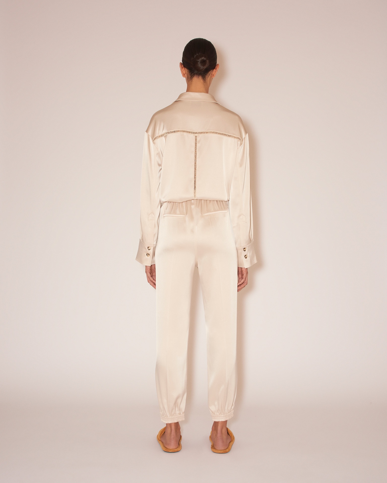 JOLIEN - Slip-satin tapered pants - Creme - 2