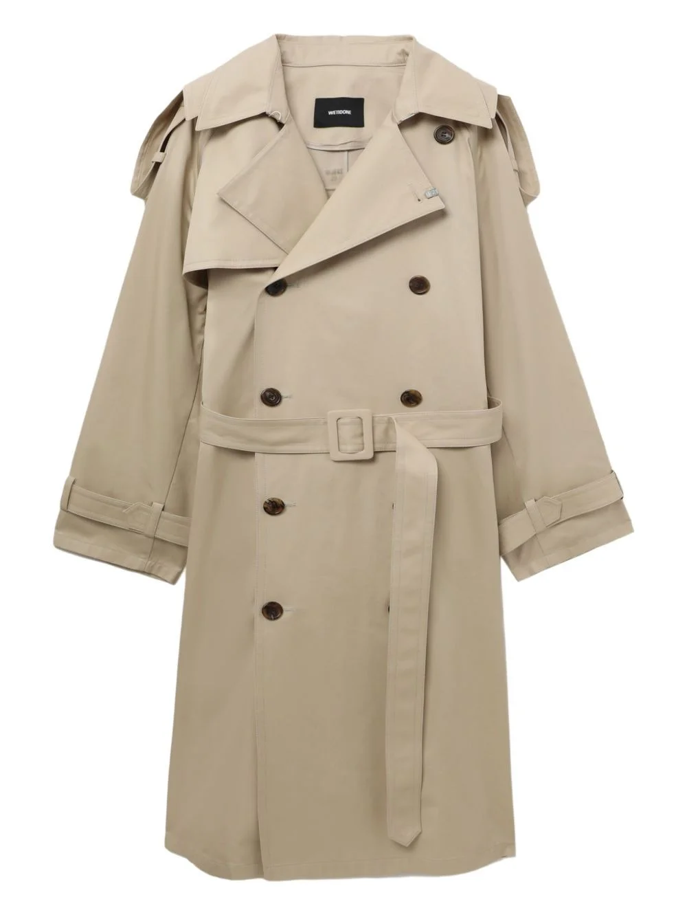 double-breasted belted trench coat - 1