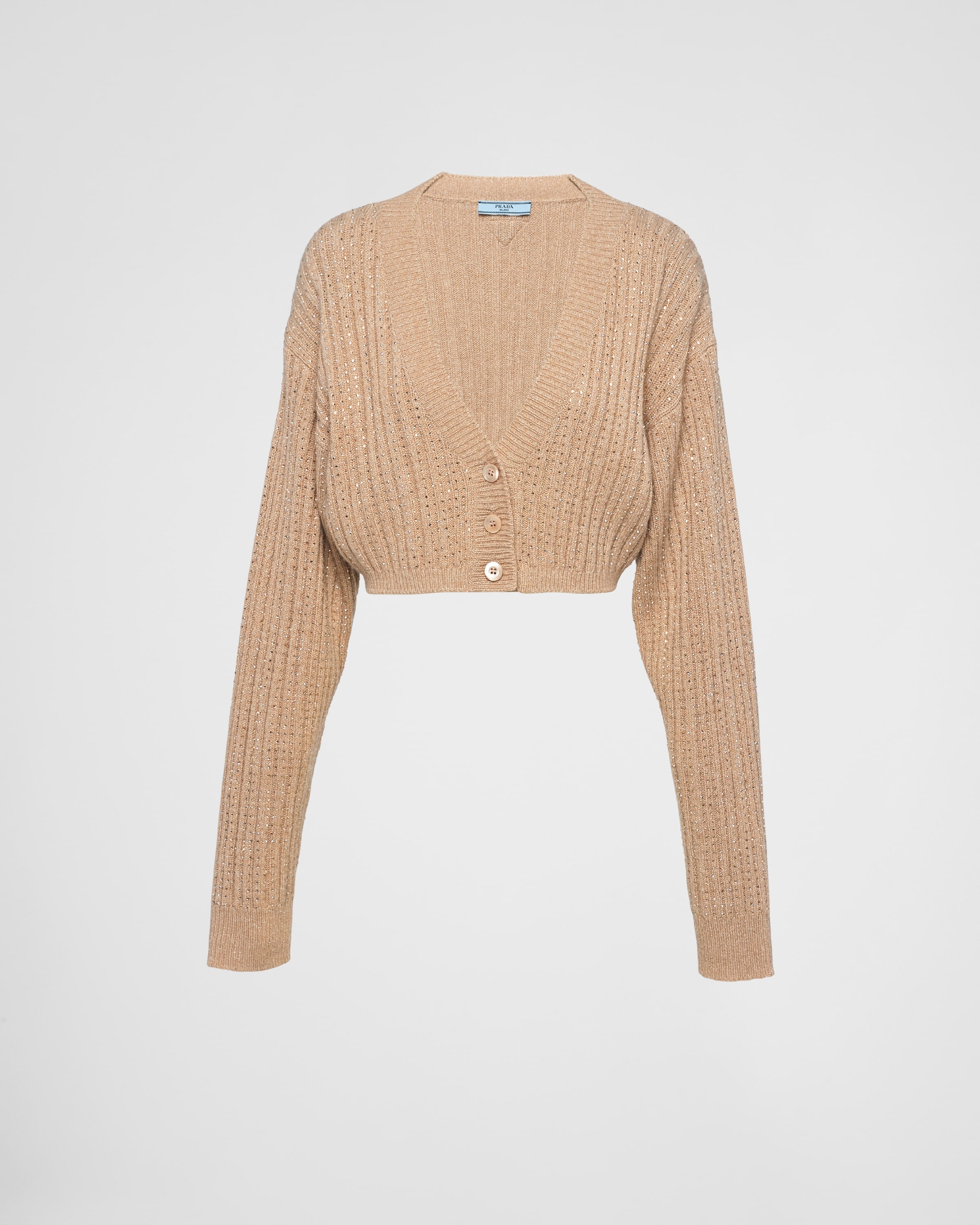 Wool and cashmere cardigan with rhinestones - 1