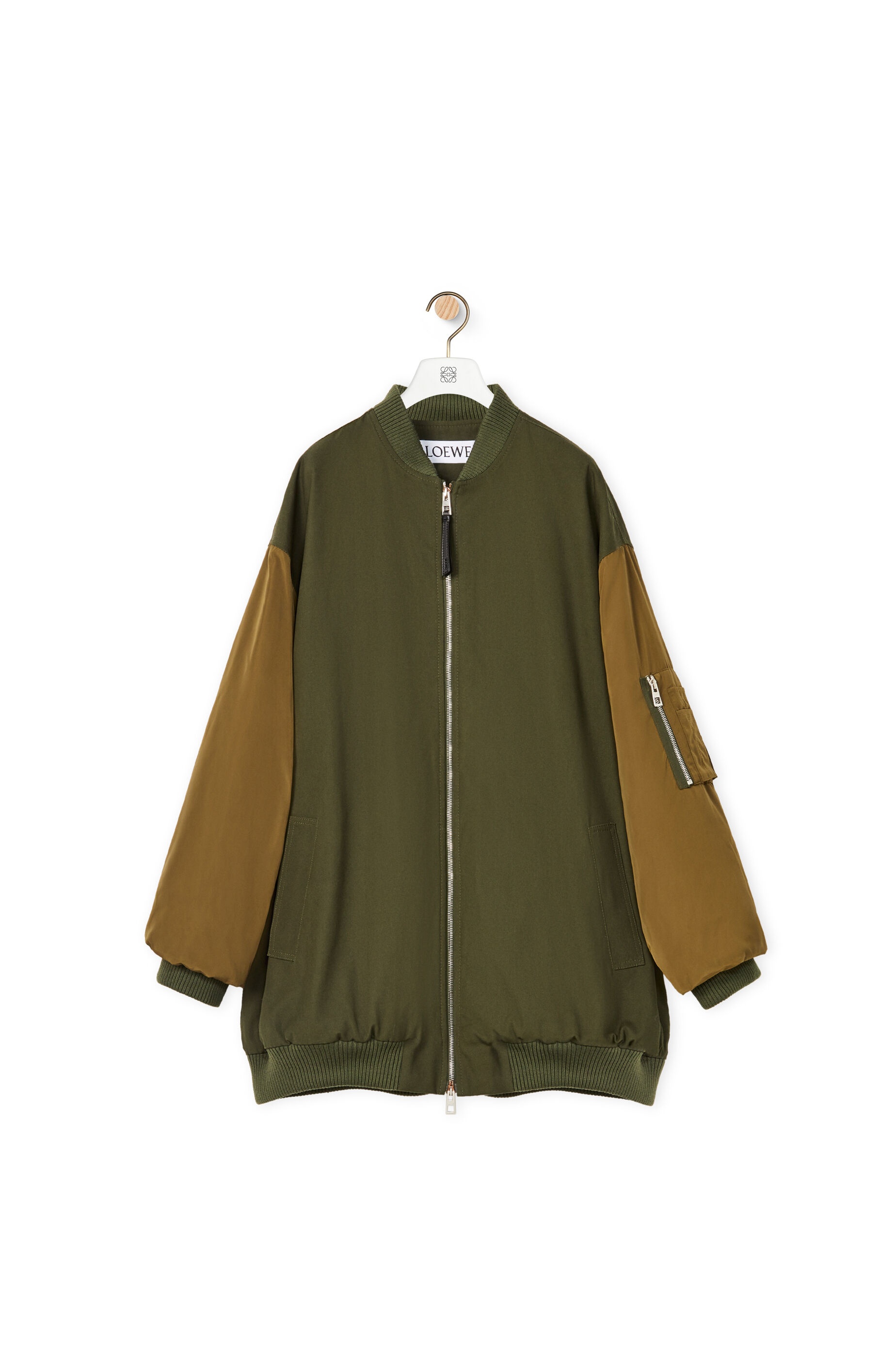 Oversize long bomber jacket in cotton and nylon - 1