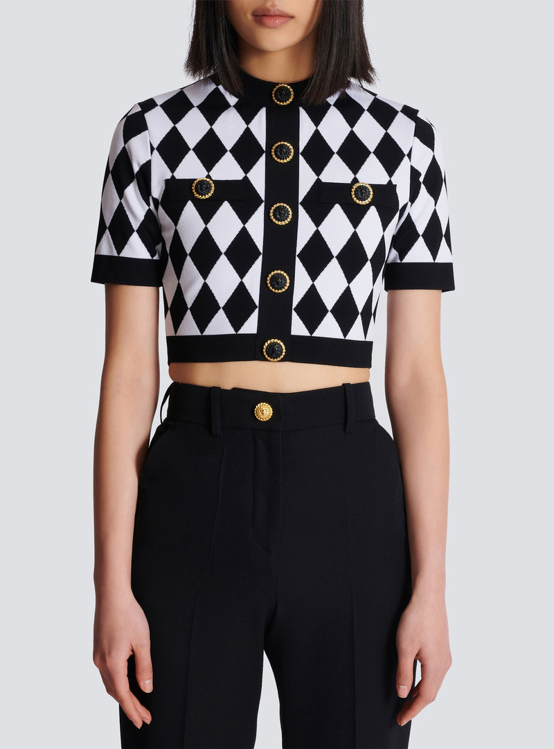 Diamond jacquard knit top 5