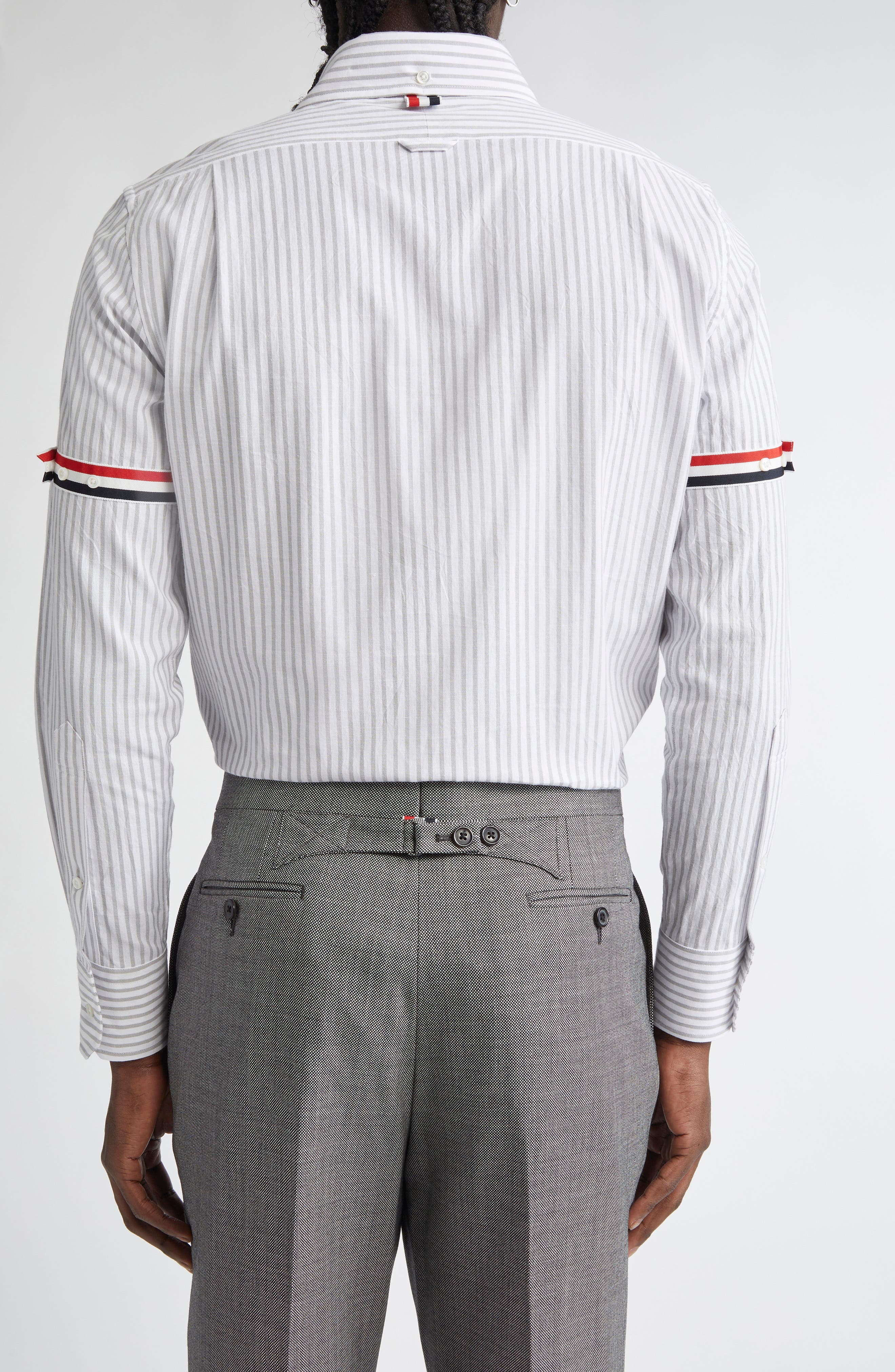 Thom Browne Armband Stripe Cotton Button-Down Shirt in Medium Grey at Nordstrom - 2