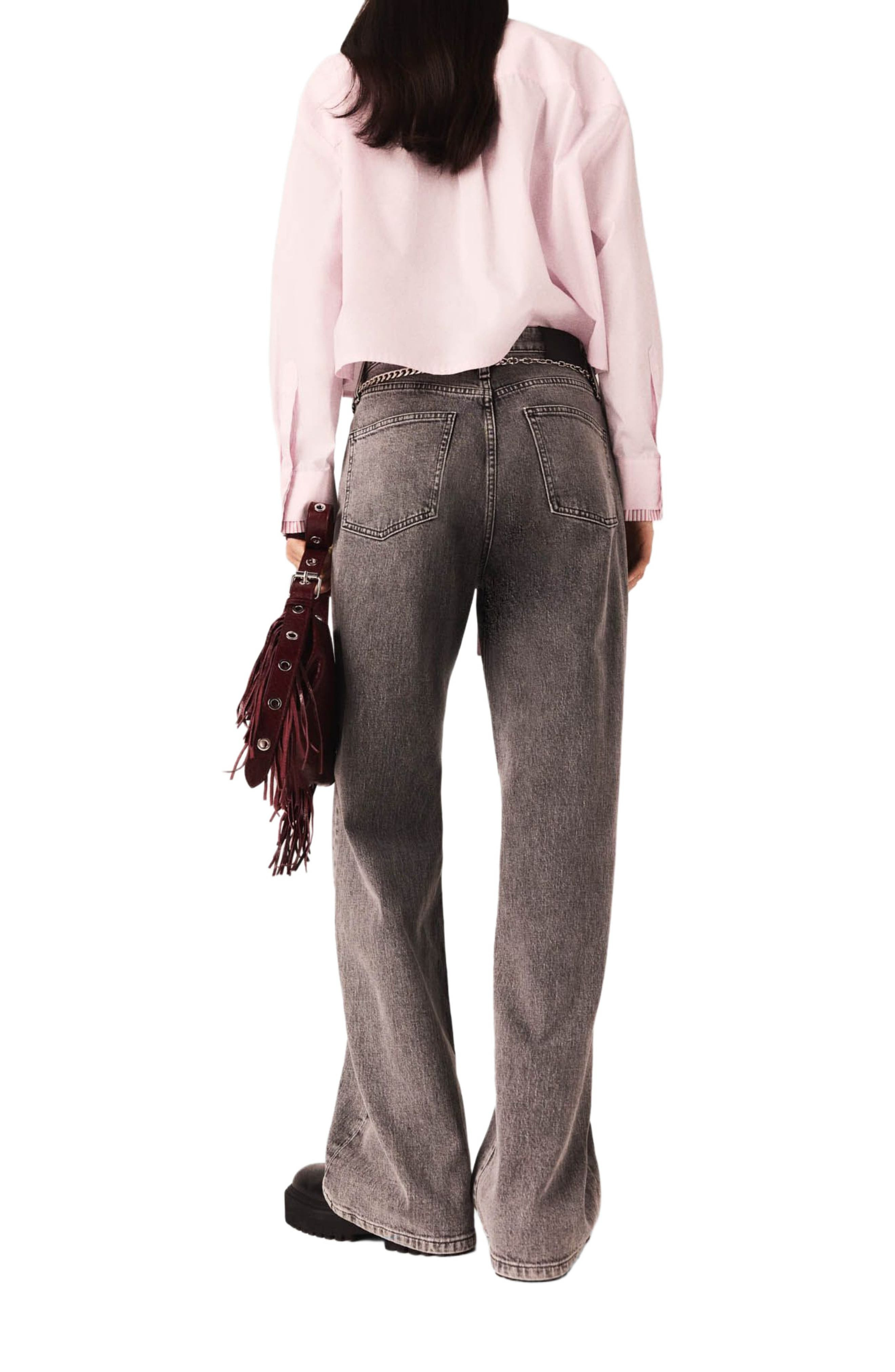 maje Wide-leg jeans with chain-link belt in Grey at Nordstrom - 2
