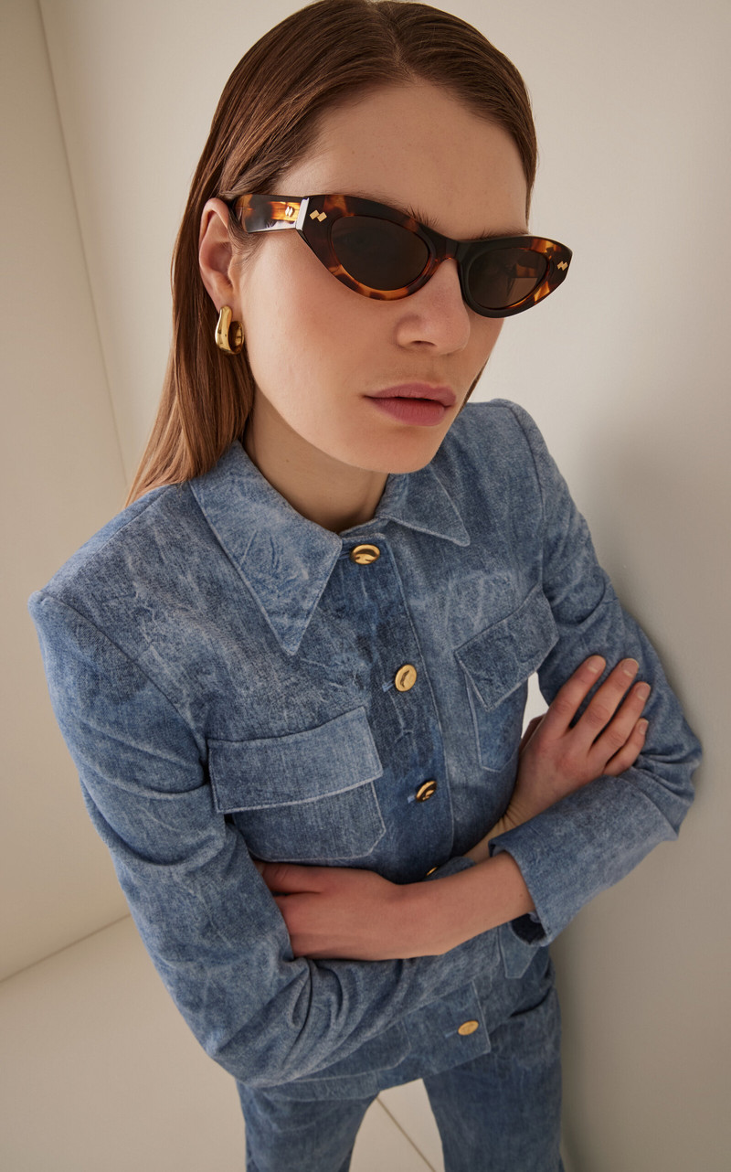 Bottega Veneta Bold Ribbon Stud Acetate Sunglasses brown outlook