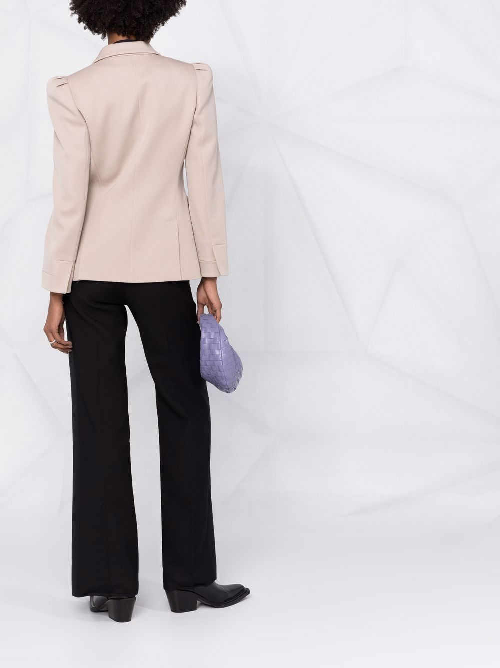 padded-shoulders fitted blazer - 4