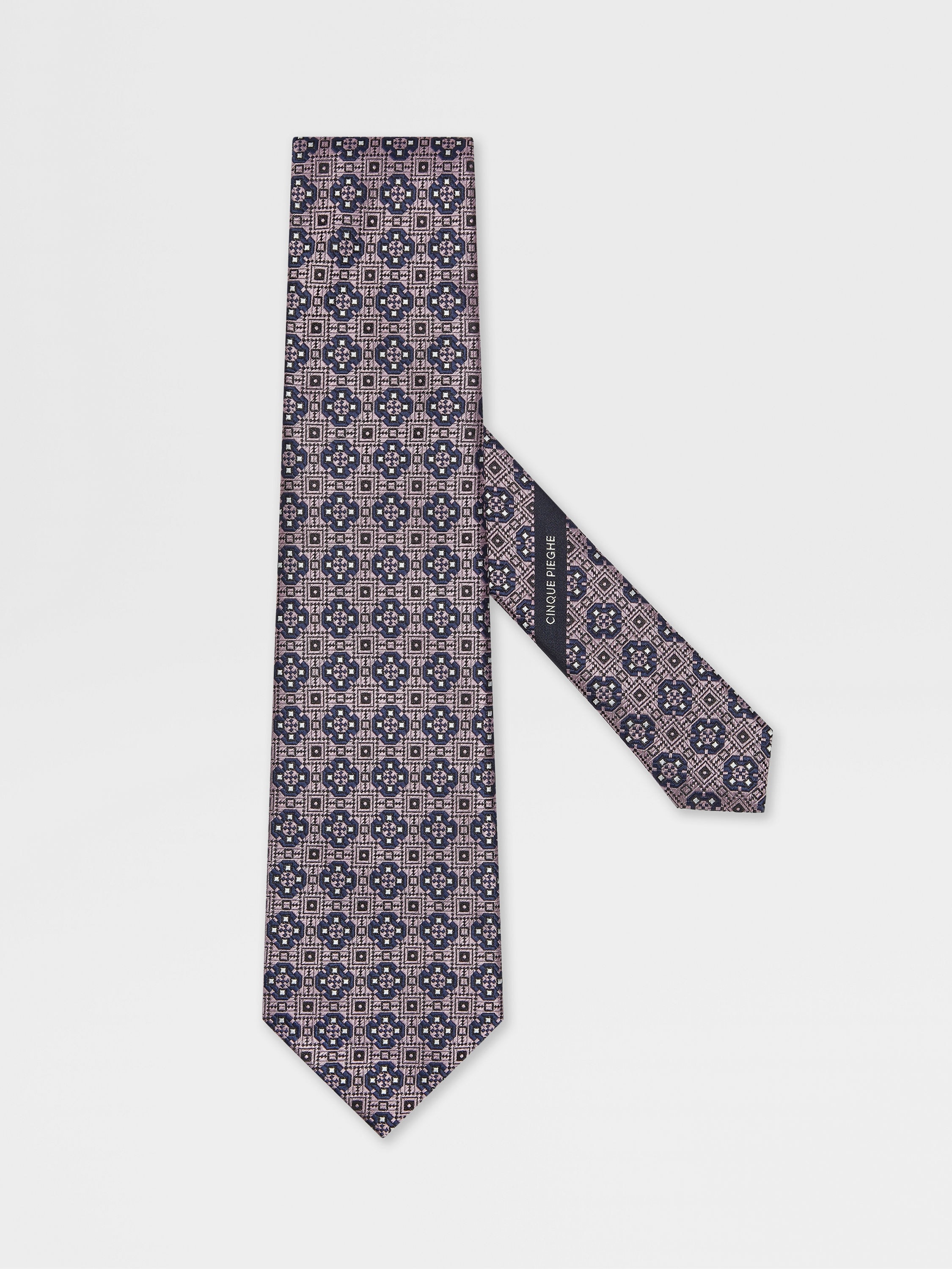 PINK CINQUE PIEGHE SILK TIE - 1