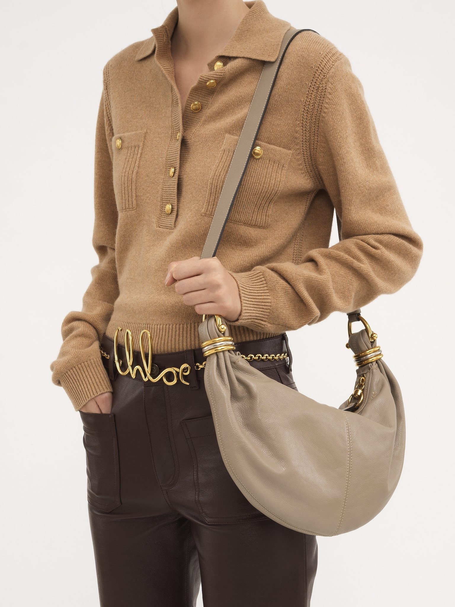 SMALL BRACELET HOBO BAG IN GRAINED LEATHER - 9