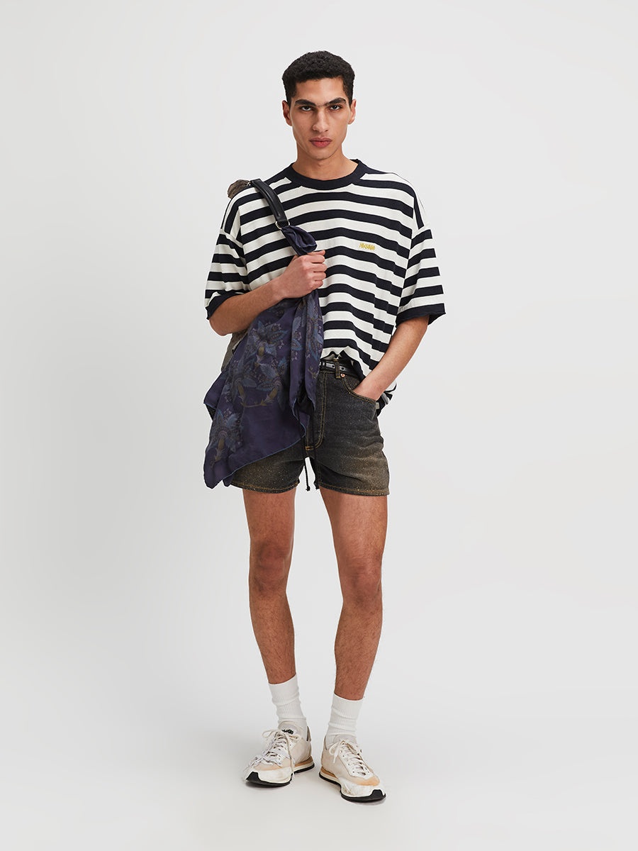 Magliano | Venezia Knitted Tee White And Navy - 3