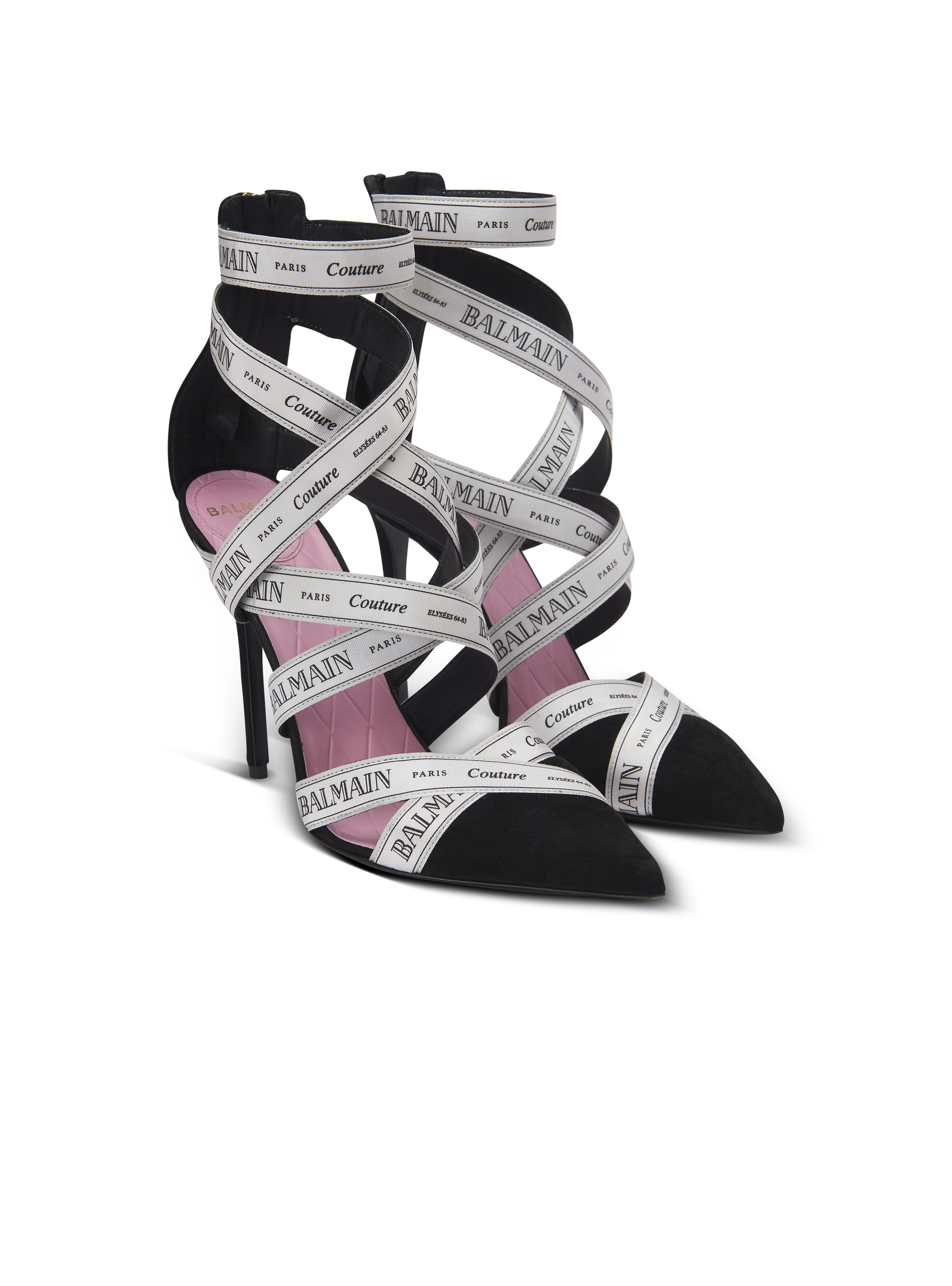 Couture suede heels with Balmain ribbon motif - 2