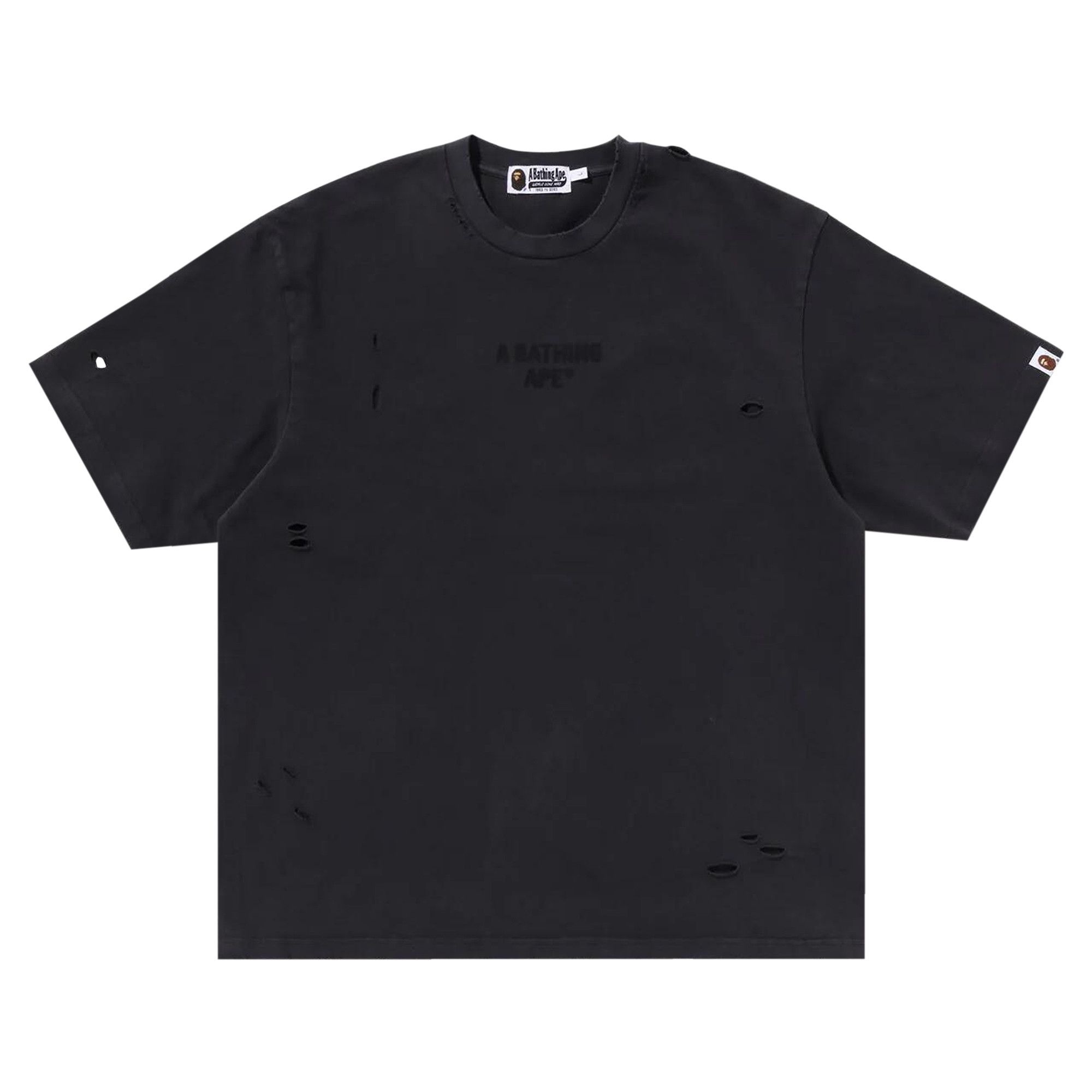 BAPE Damaged Garment Dyed Relaxed Fit Tee 'Black' - 1