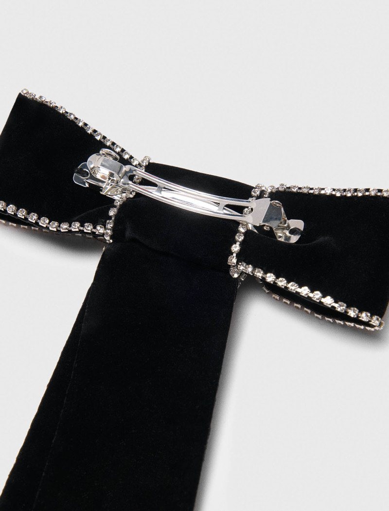 Rhinestone velvet bow barrette 7