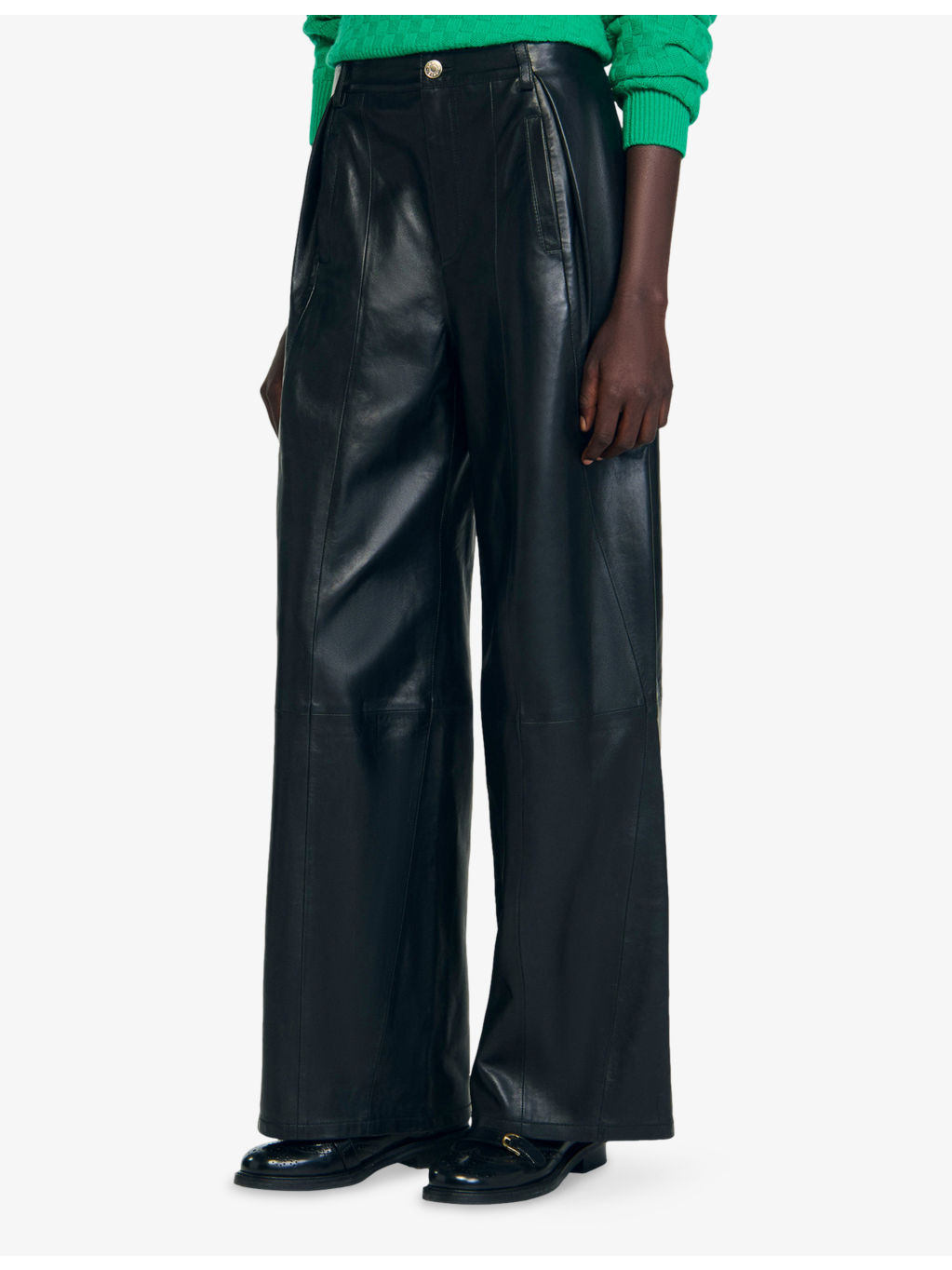 Wide-Leg High-Rise Leather Trousers - 3