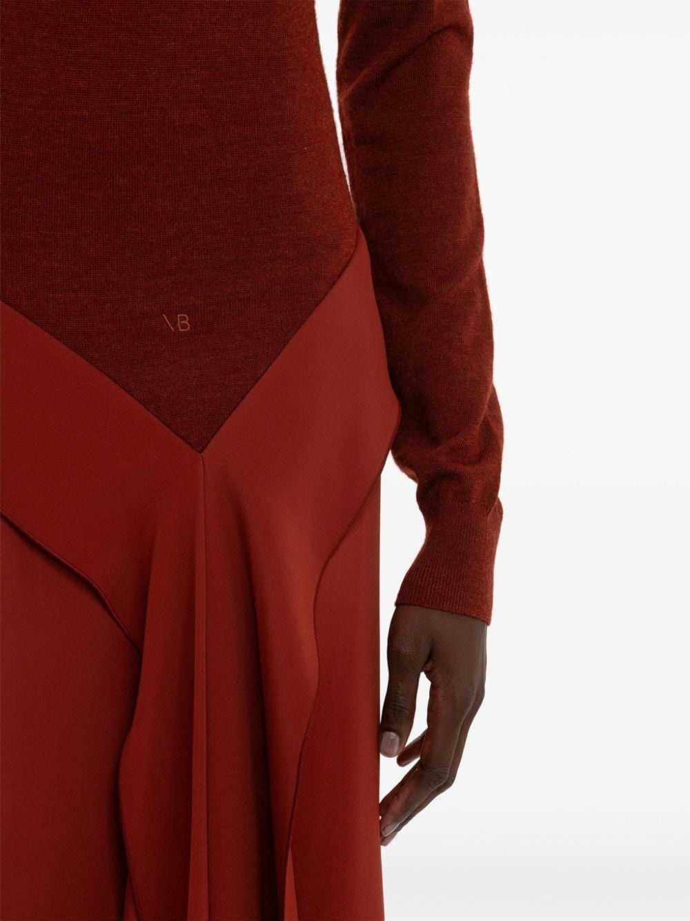 draped-detail high-neck maxi dress - 5