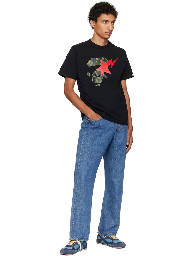A BATHING APE® Black Trial Camo Ape Face STA T-shirt outlook
