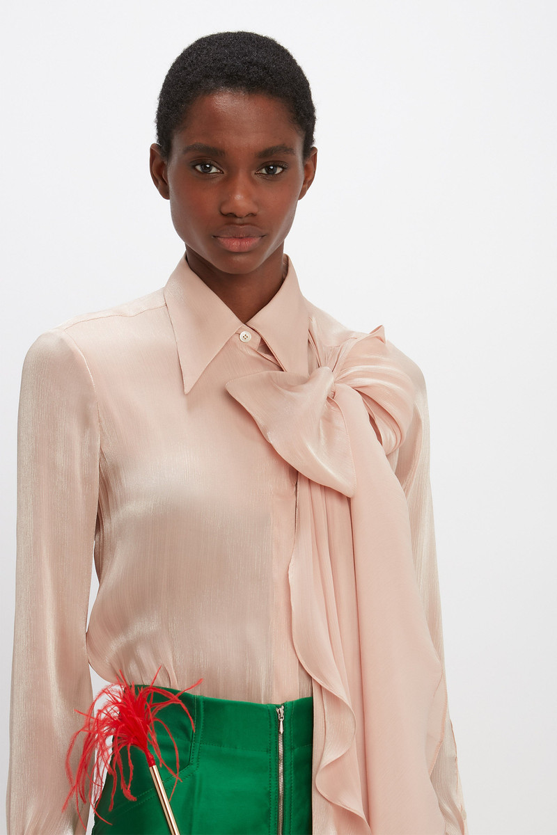 Tie Neck Blouse in Ballet Pink 5