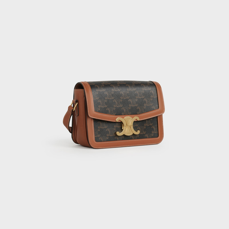 CELINE Teen Triomphe Bag in Triomphe Canvas and Calfskin outlook