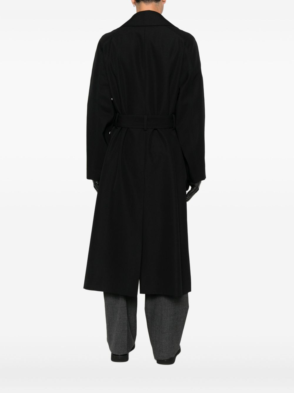 button-fastening belted jacket - 4