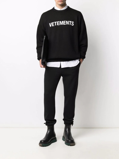 VETEMENTS logo-print merino wool jumper outlook