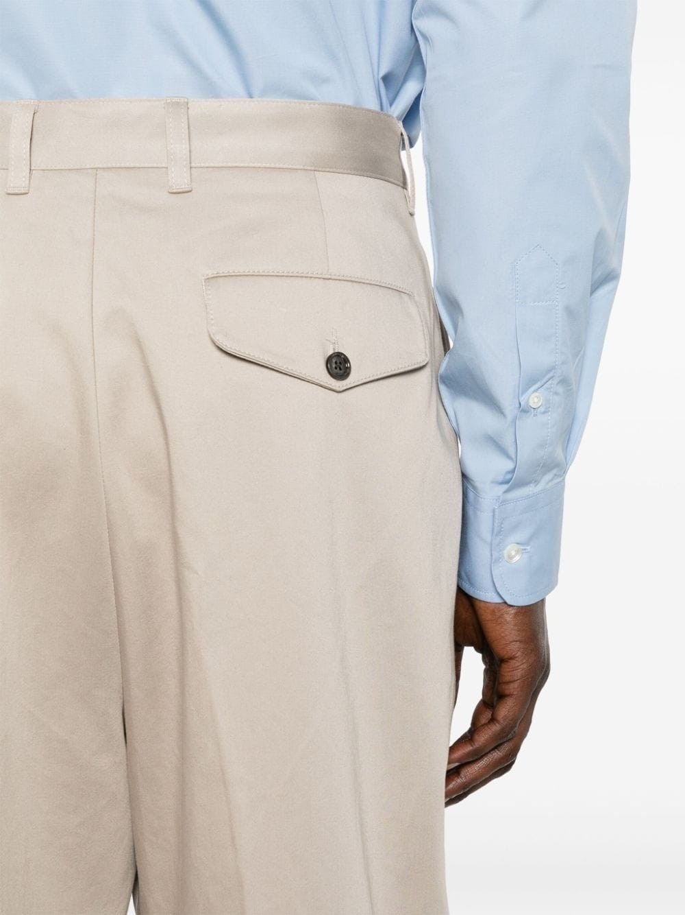 pleat-detail cotton trousers - 5