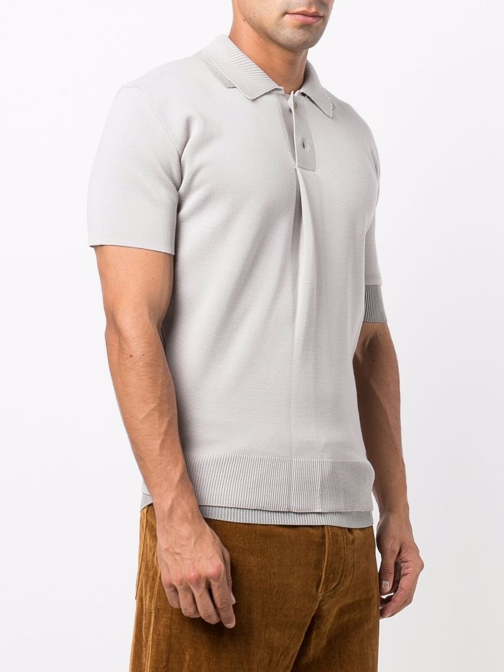 layered fine-knit polo shirt - 3