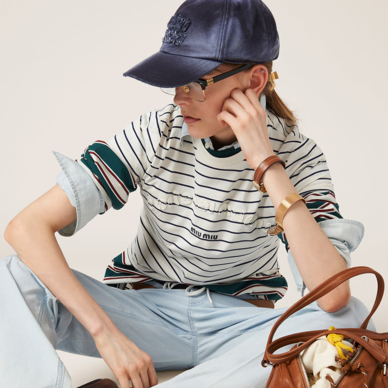 Miu Miu Denim baseball cap outlook