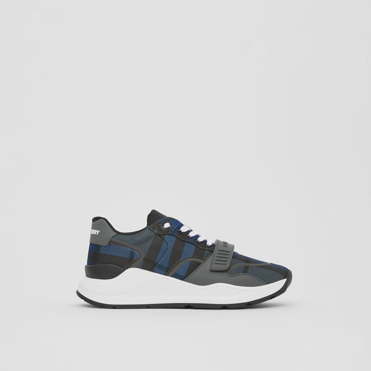 Check and Leather Sneakers - 1