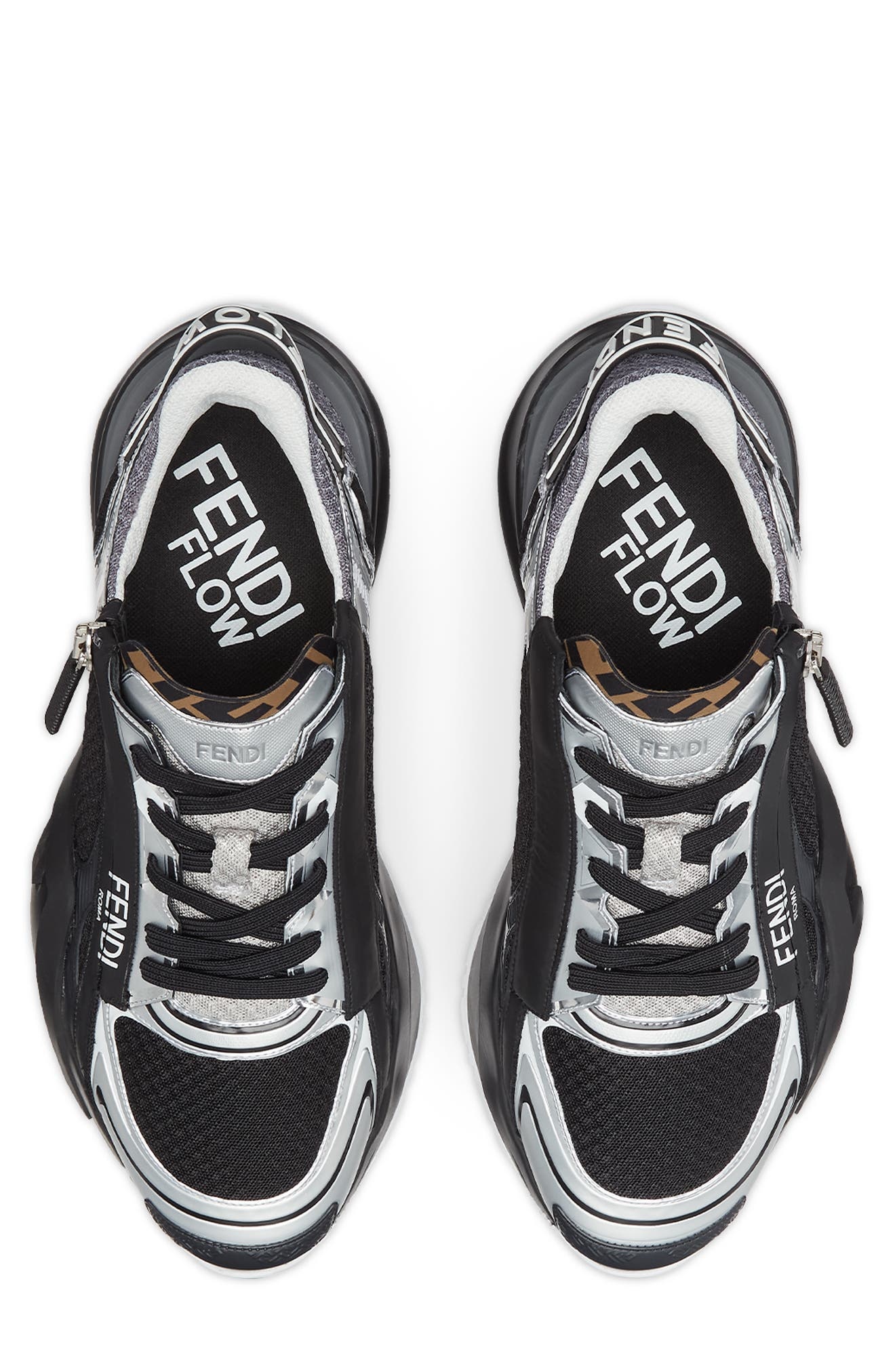 Fendi Flow Sneaker in Silver/Nero at Nordstrom - 3