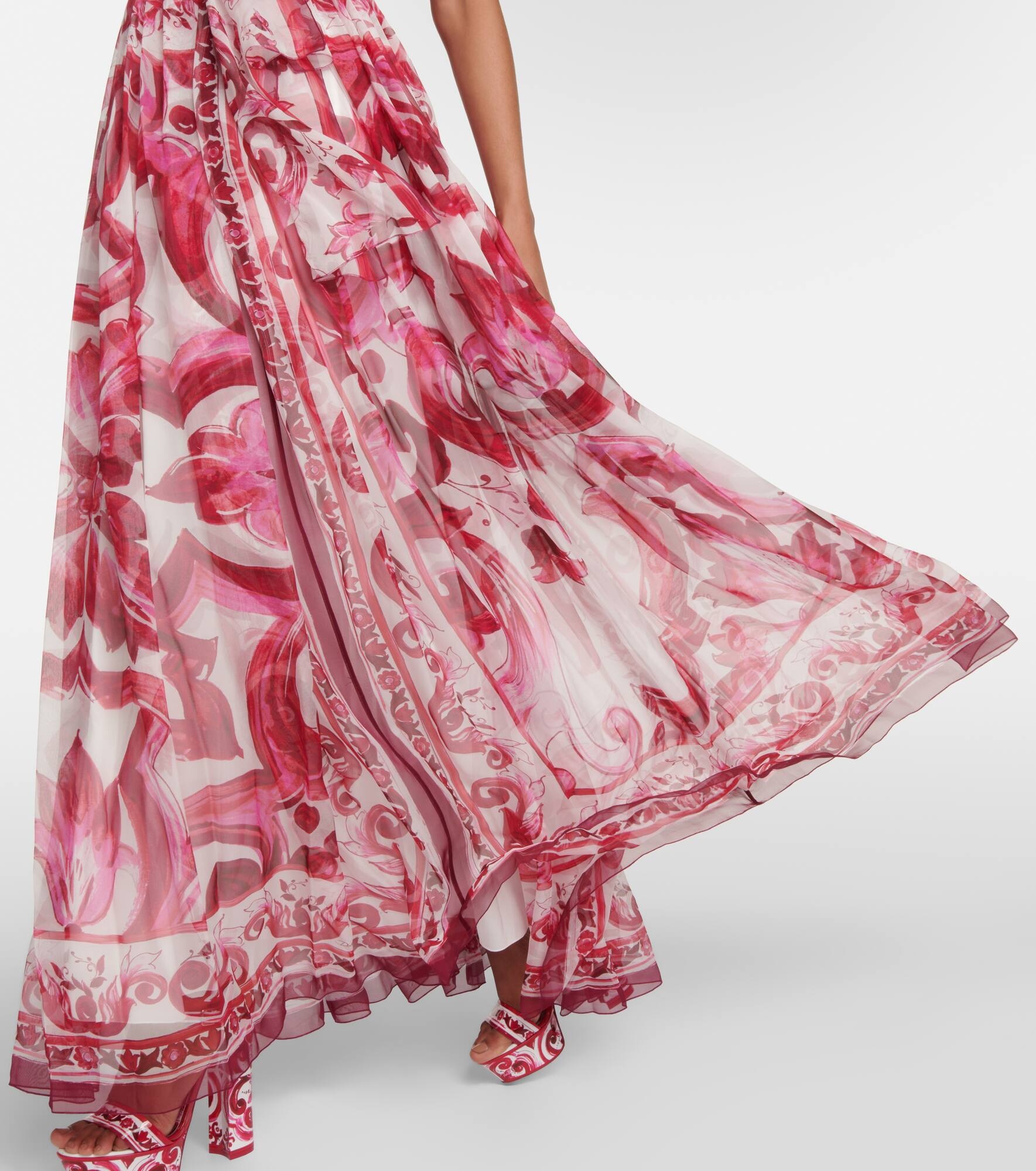 Majolica printed silk chiffon gown - 6