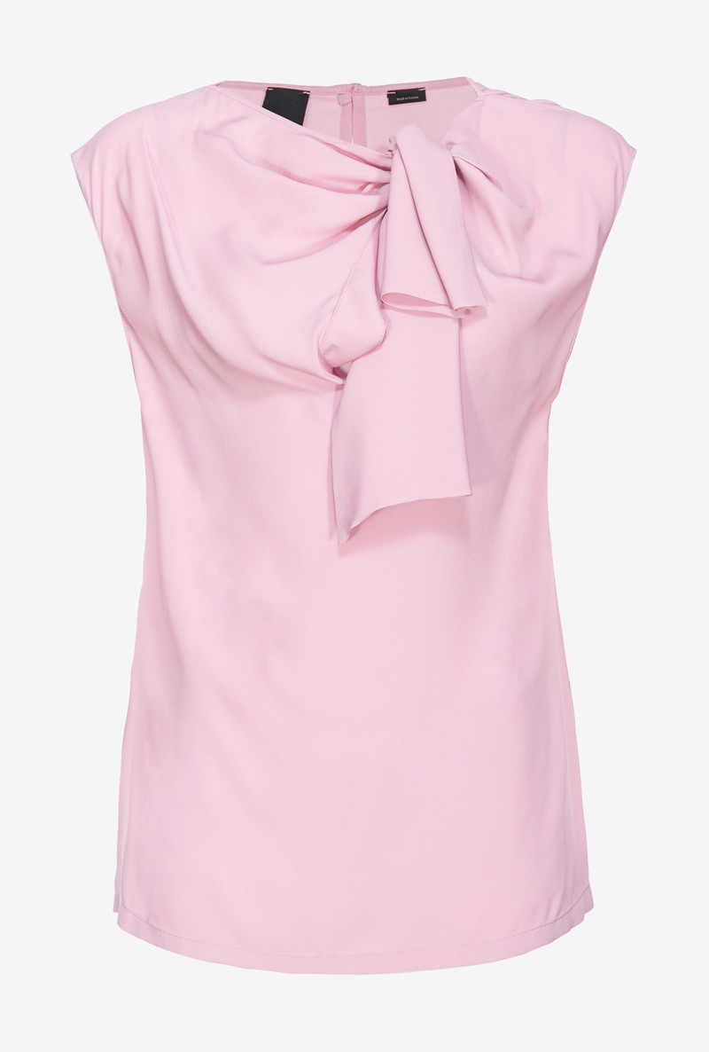 SILK-BLEND TOP WITH BOW - 1