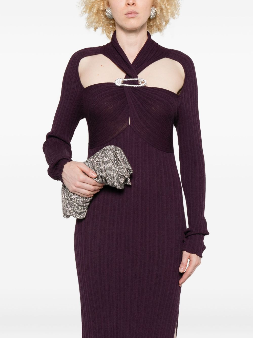 crystal-embellished pleated clutch bag - 2