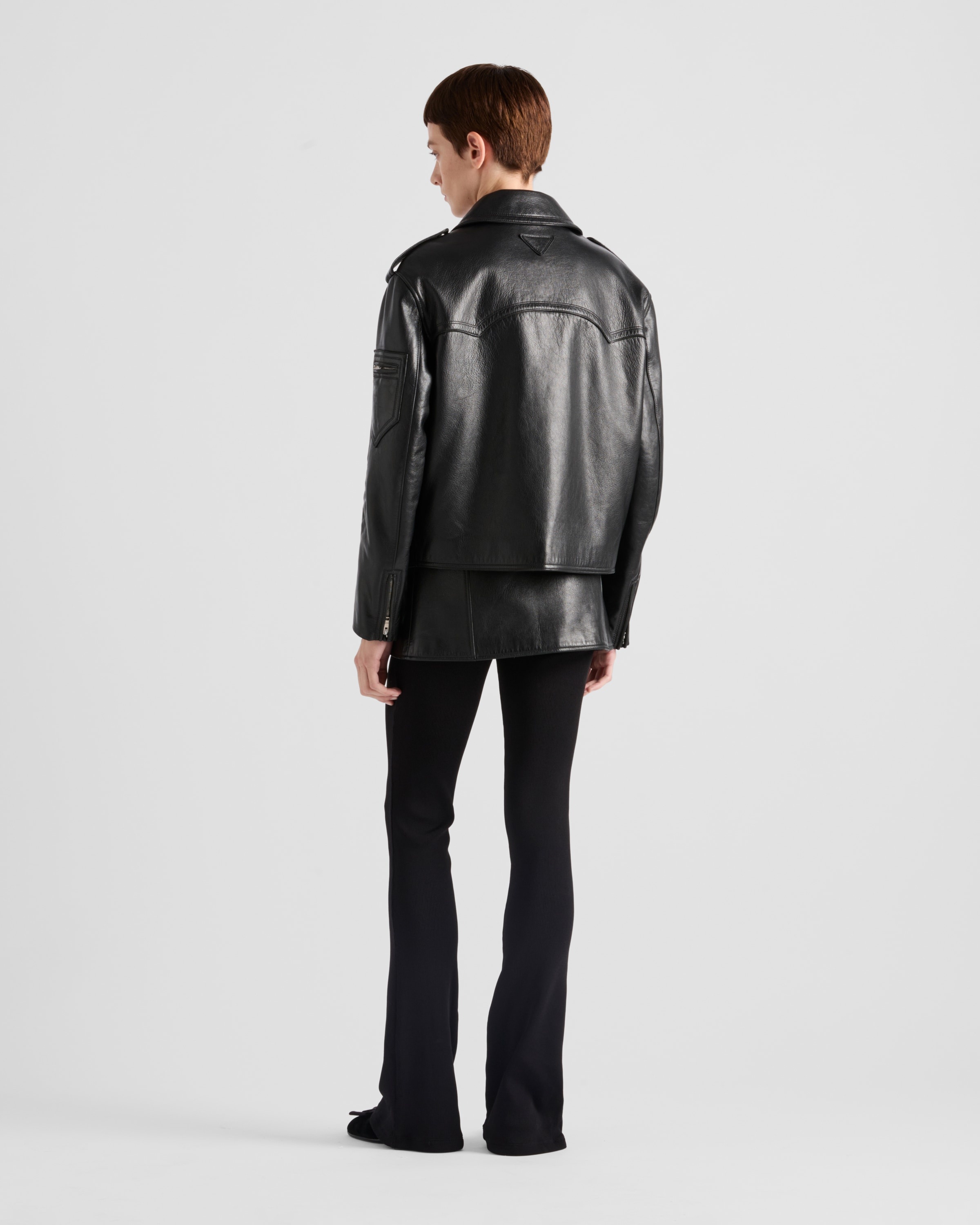Leather biker jacket - 5