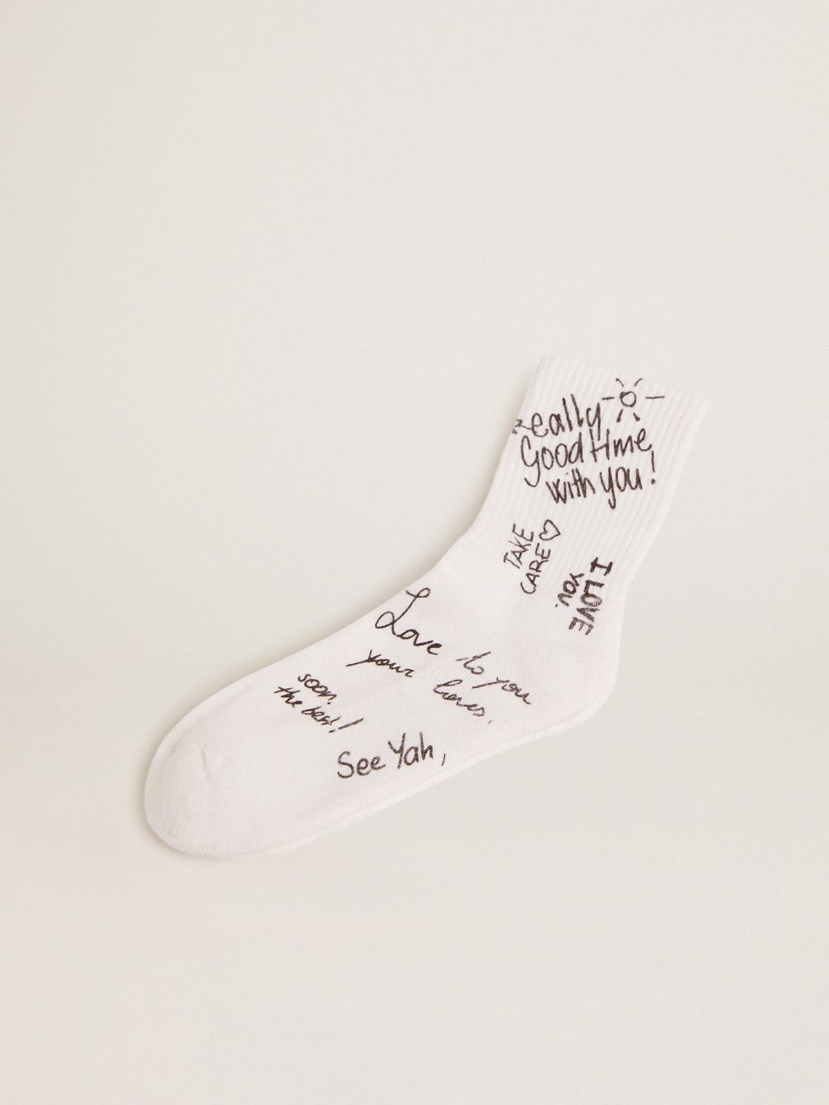 Optical white socks with black lettering - 1